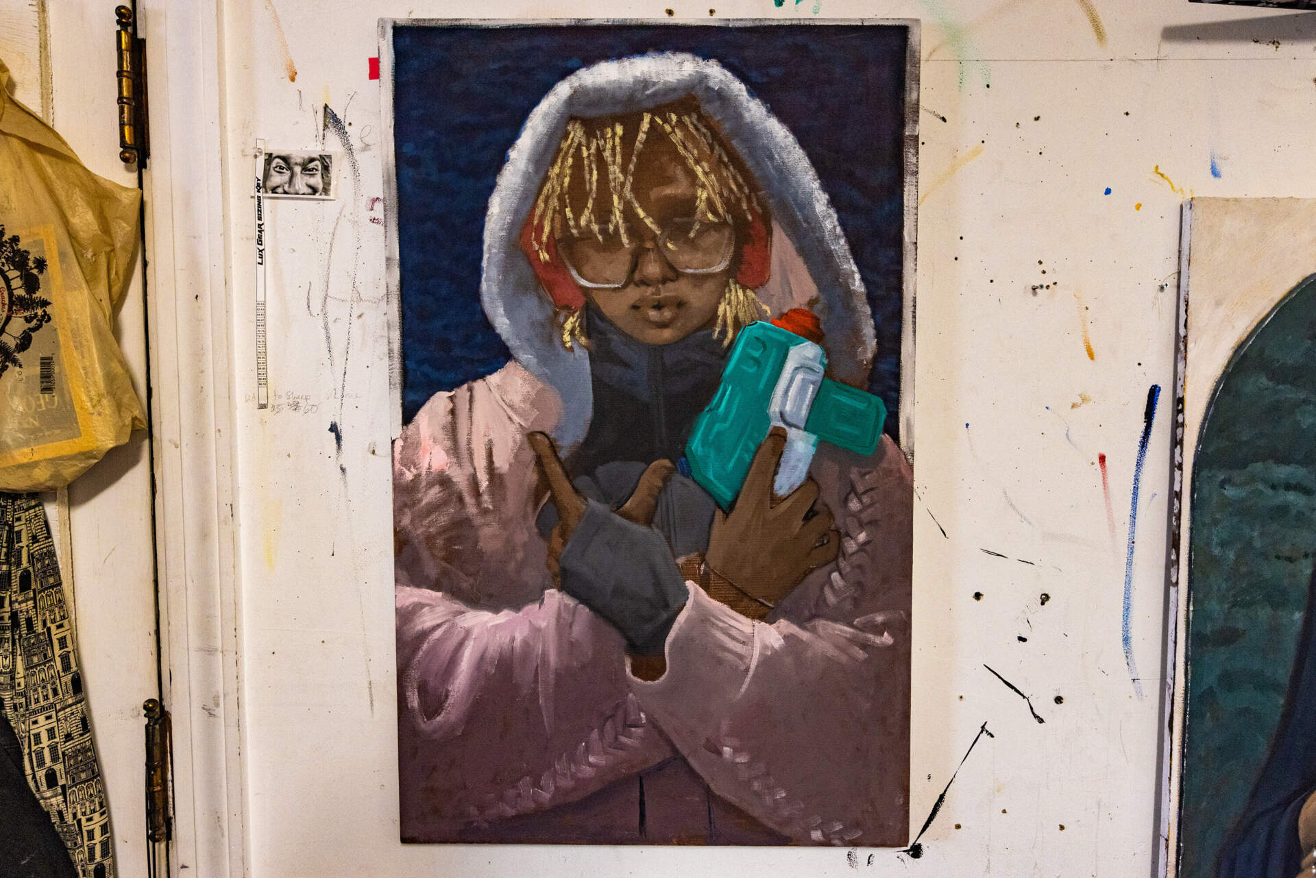 Jameel Radcliffe's portrait of Sirius Coley, one of his students at Artists For Humanity. (Jesse Costa/WBUR)