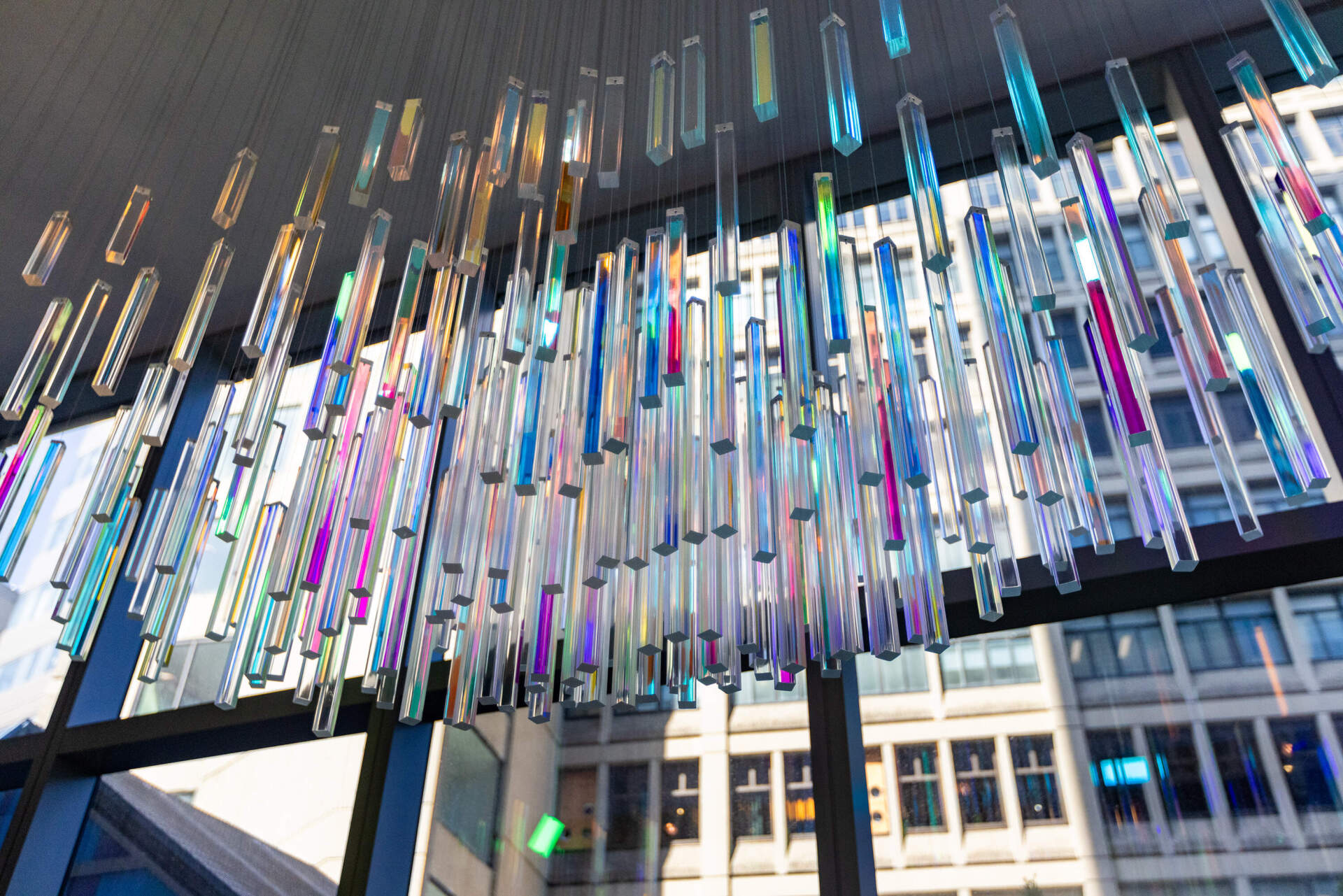 MASARY Studios’ installation "Refraction" in the chapel at Boston Children’s Hospital uses both natural and programmed lighting based on the four seasons of the Northern Hemisphere. (Jesse Costa/WBUR)