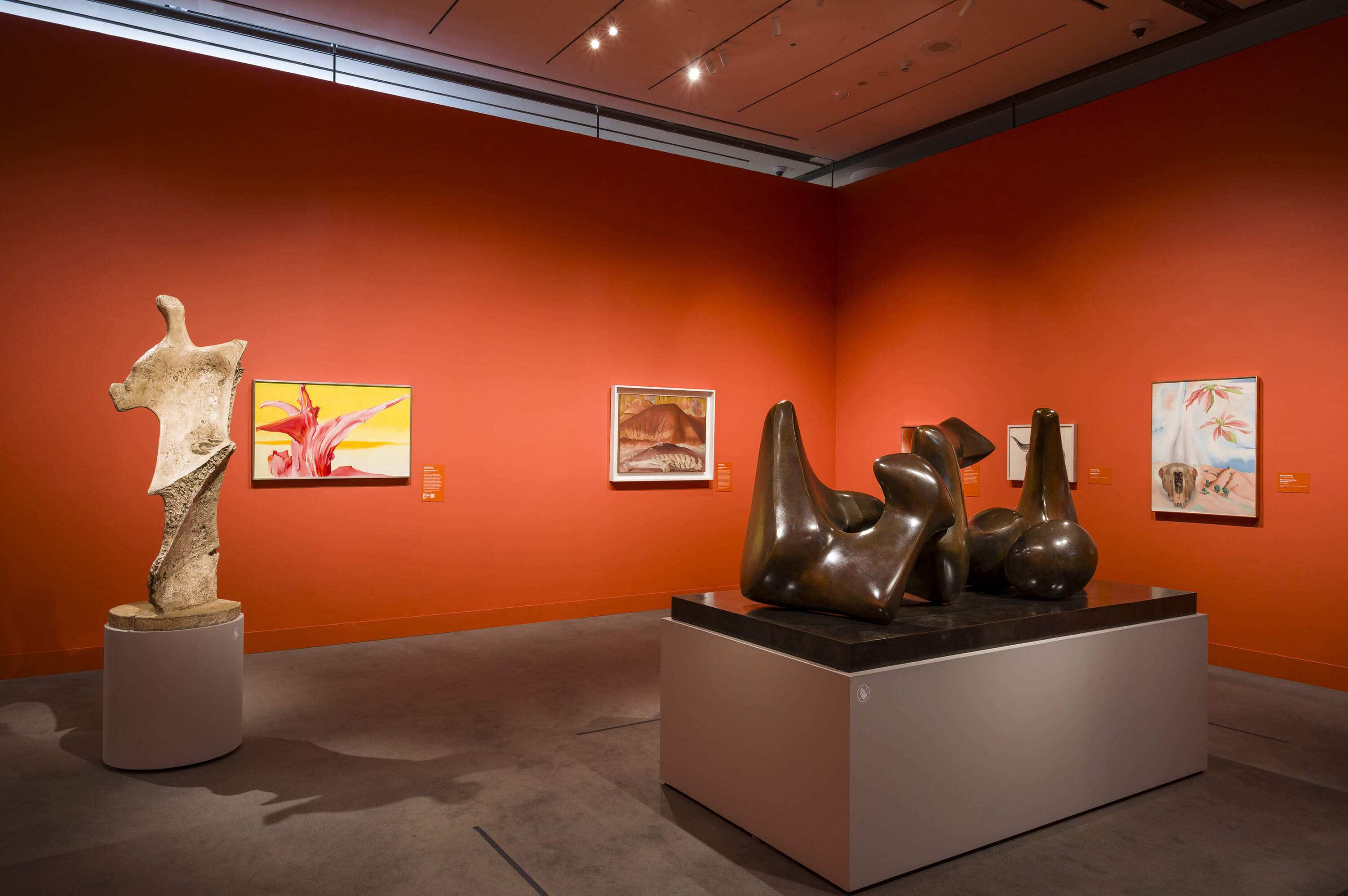 A view of the first gallery in “Georgia O’Keeffe and Henry Moore” at the Museum of Fine Arts, Boston. (Courtesy Museum of Fine Arts, Boston)