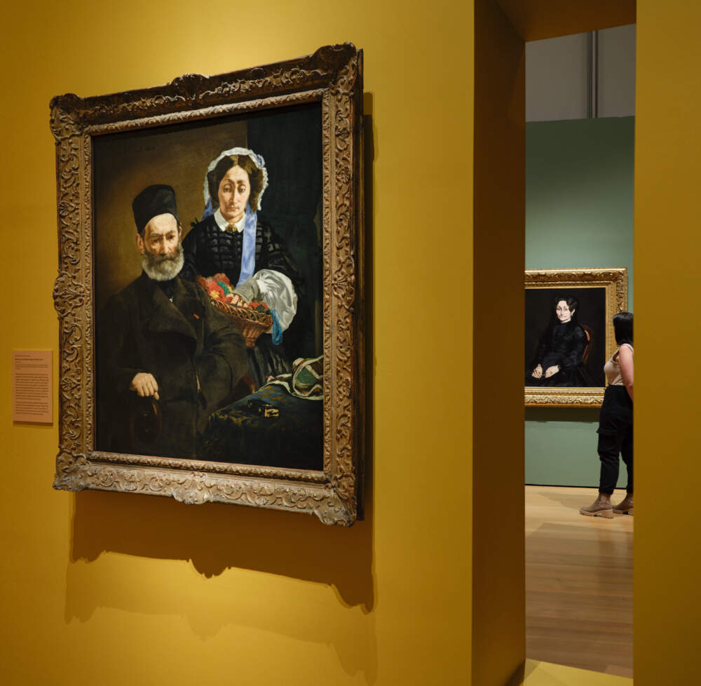 In the foreground Édouard Manet's "Monsieur and Madame Auguste Manet" (1860) and his "Madame Auguste Manet" (1866) in the background. (Courtesy Isabella Stewart Gardner Museum, Boston)
