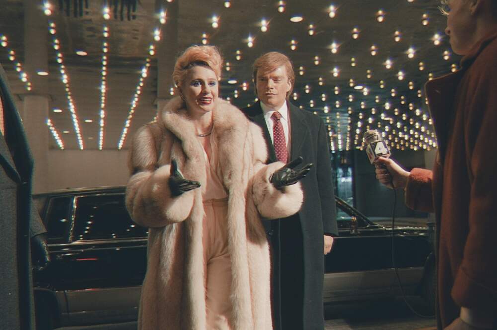 From left: Maria Bakalova as Ivana Trump and Sebastian Stan as Donald Trump in "The Apprentice." (Courtesy Pief Weyman)