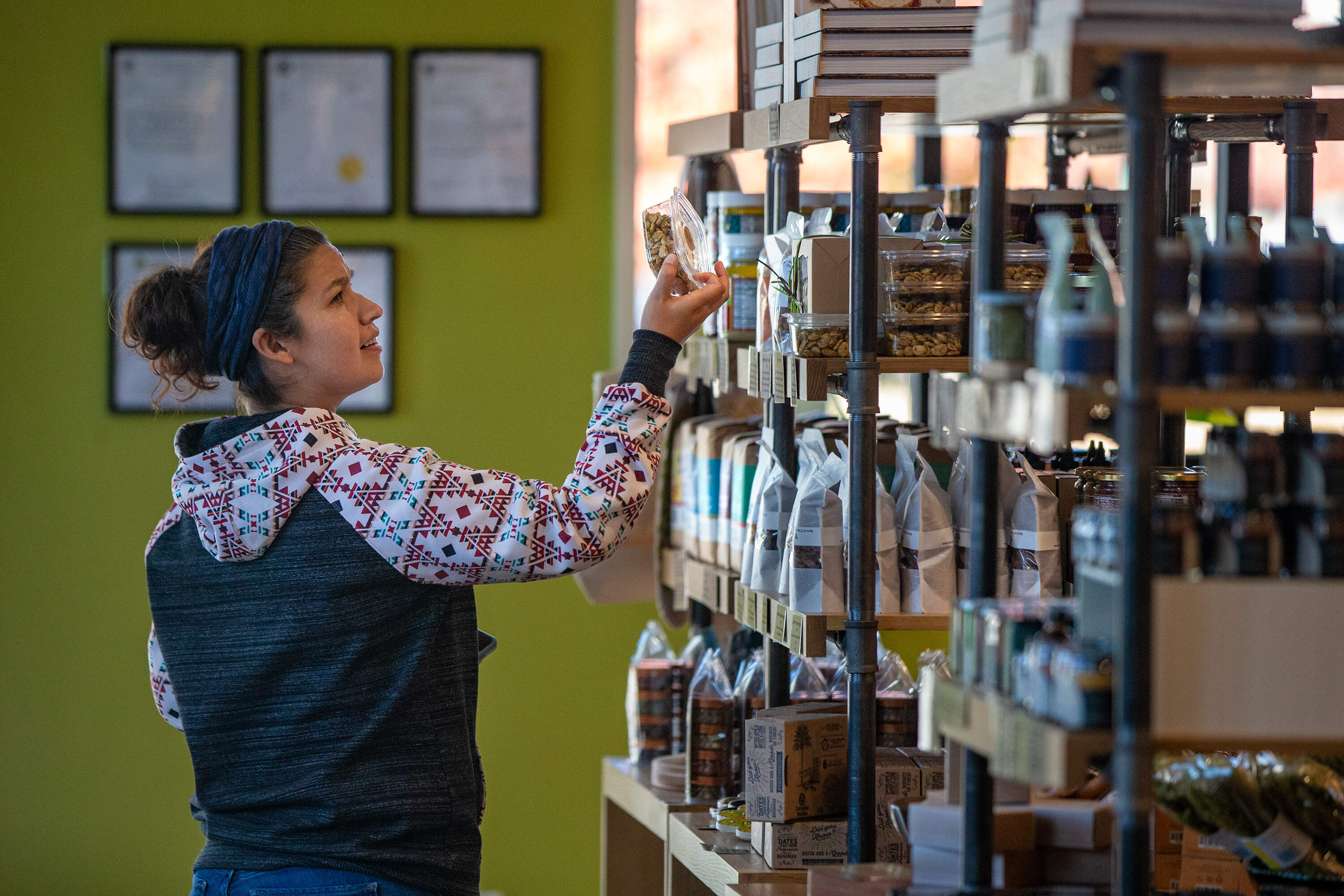 A customer browses prepared food. (Jesse Costa/WBUR)