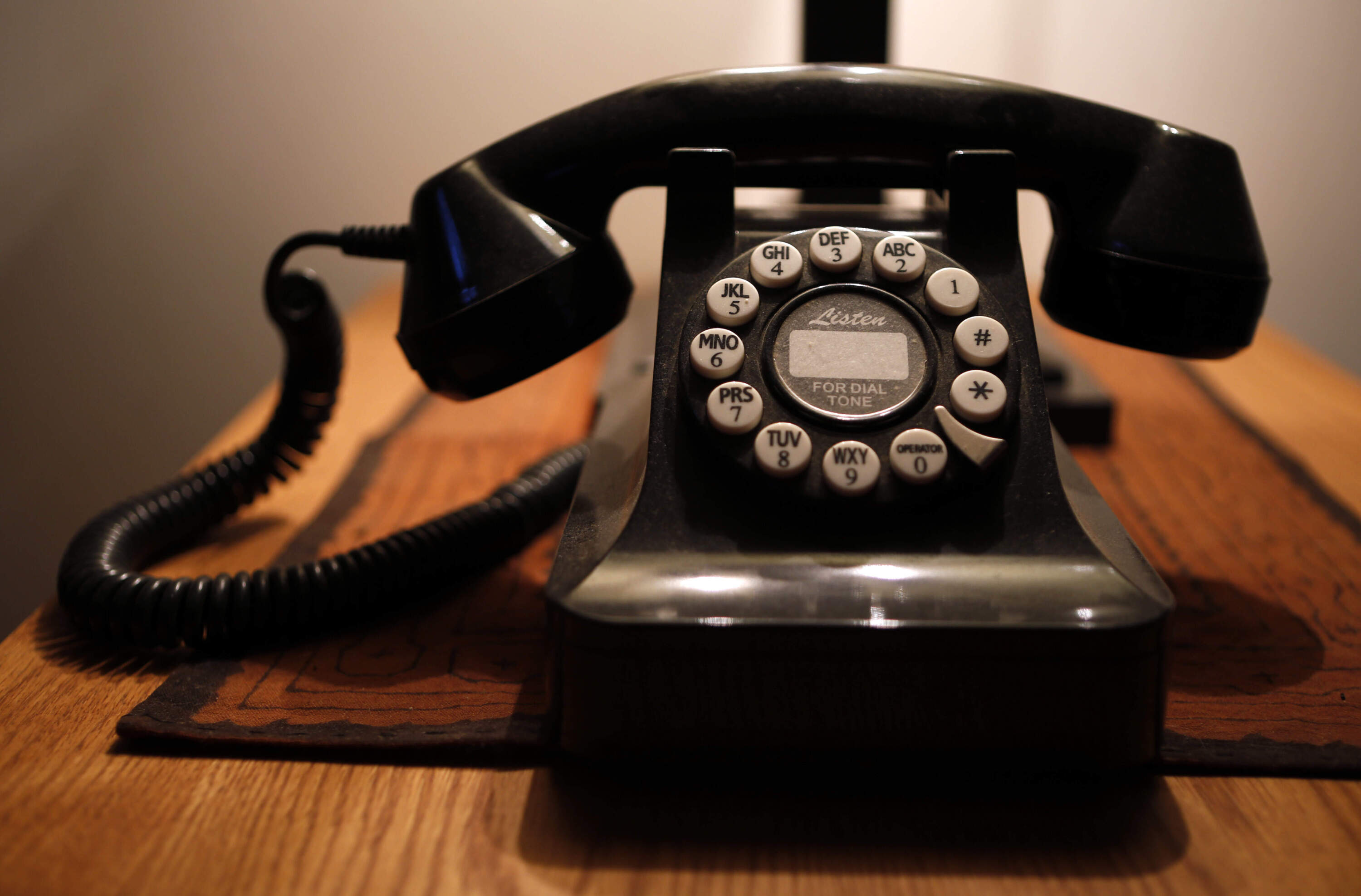 A push-button landline telephone, in Whitefield, Maine. (Robert F. Bukaty/AP)