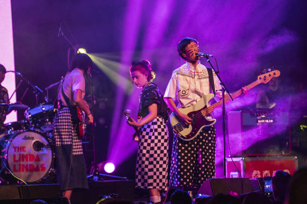 Eloise Wong of The Linda Lindas performs at the Coachella Music & Arts Festival in 2023. (Amy Harris/Invision/AP)