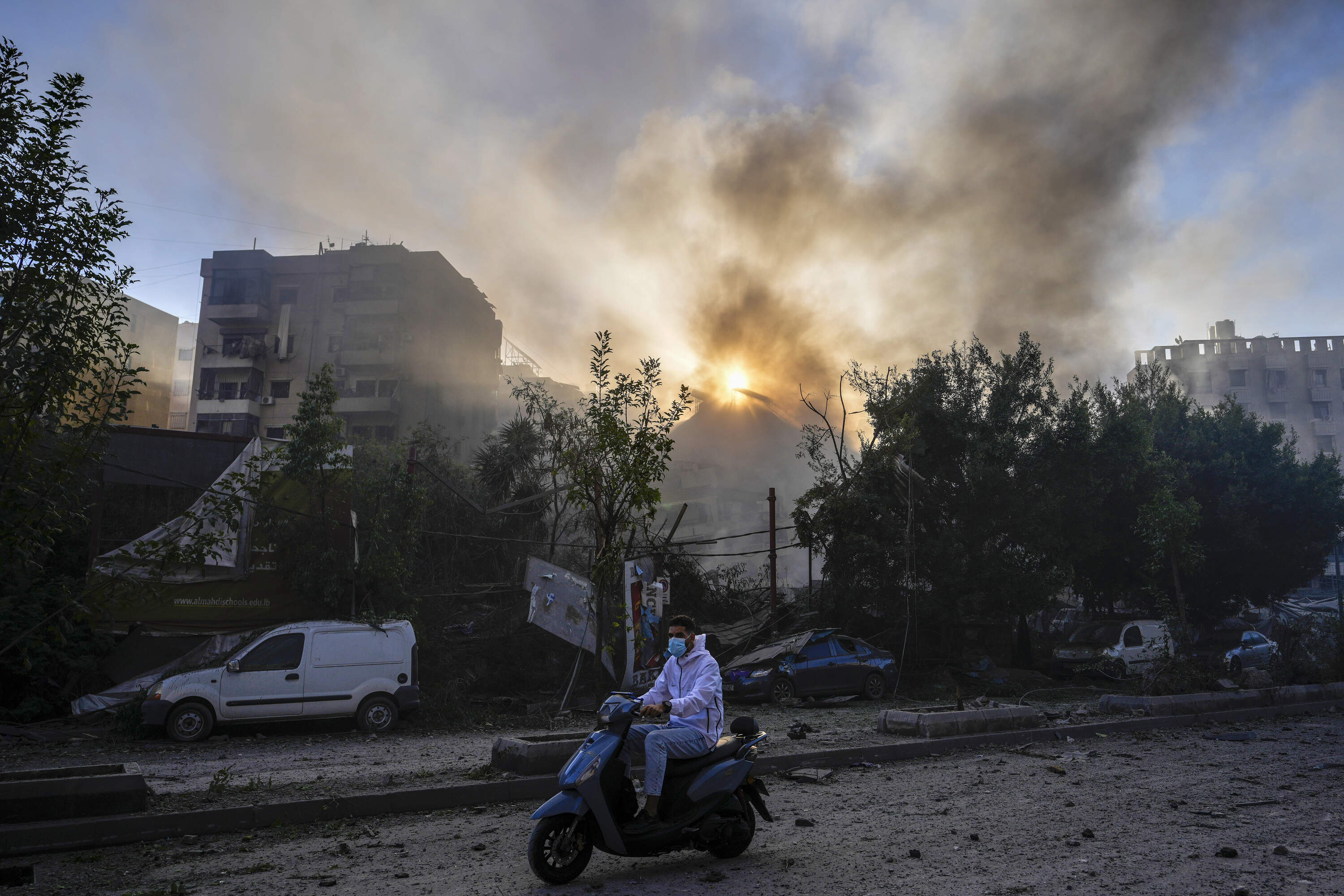 Smoke rises from the site of an Israeli airstrike in Dahiyeh, Beirut, Lebanon. (Hassan Ammar/AP)