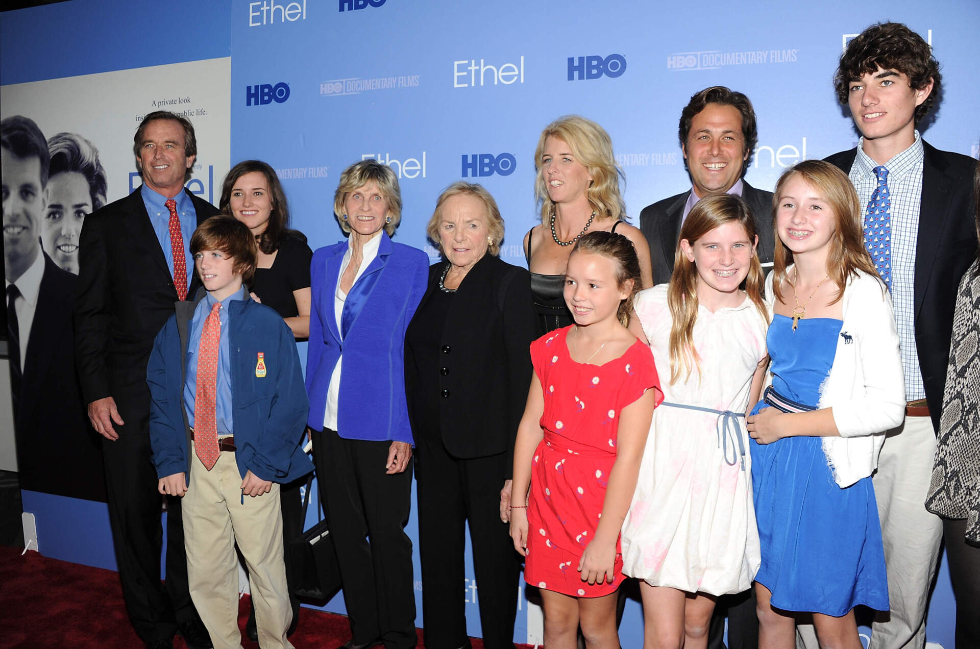 Robert F. Kennedy Jr, Kyra Kennedy, Jean Kennedy Smith, Ethel Kennedy, Rory Kennedy, Mark Bailey, Conor Kennedy attend the premiere of the HBO documentary "Ethel"in 2012. (Evan Agostini/Invision/AP)