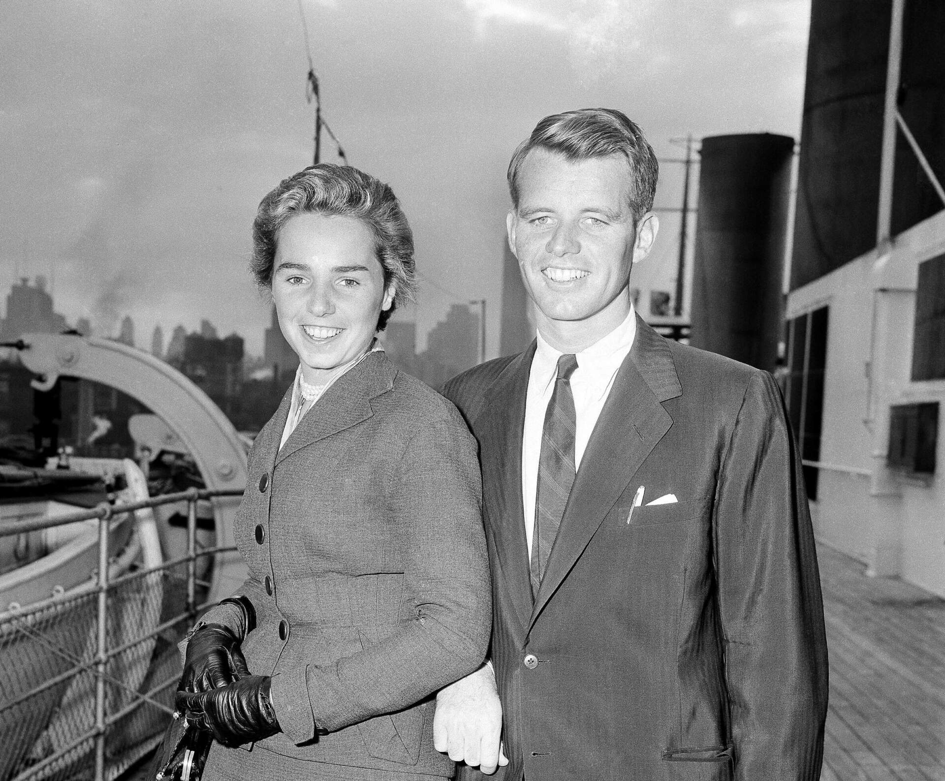 Robert Kennedy and his wife Ethel Kennedy aboard the French liner Ile de France in 1955. (John Lent/AP)