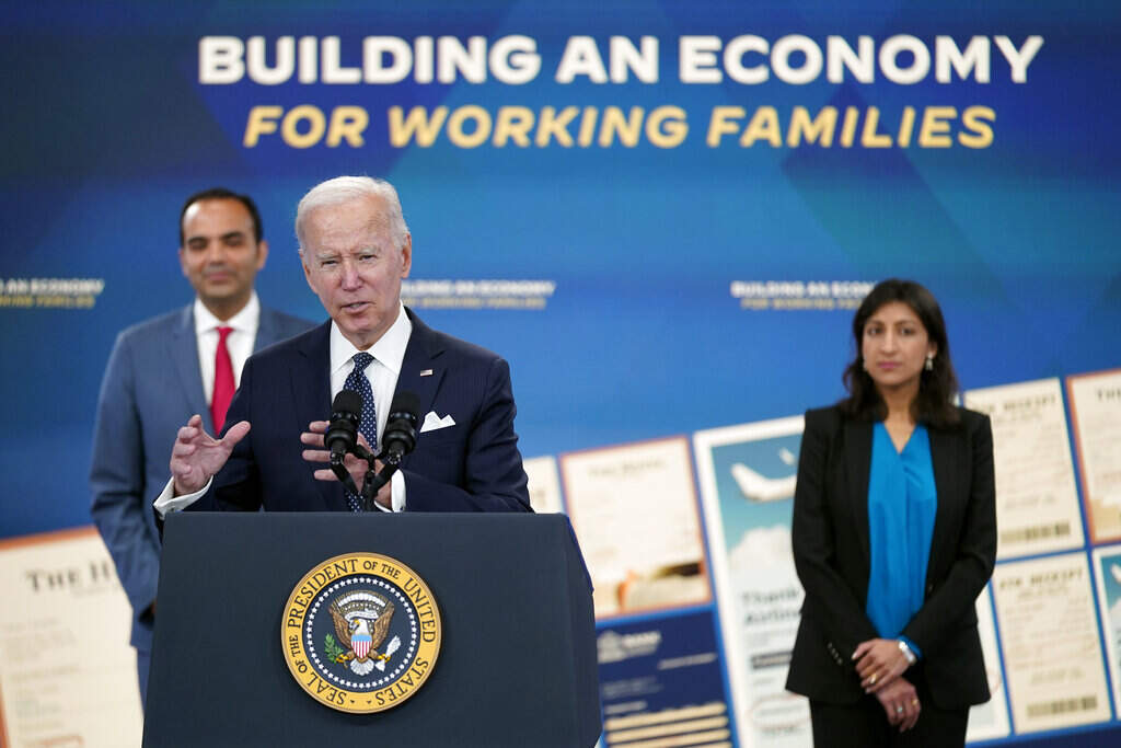 President Joe Biden announces his administration's plans to eliminate junk fees for consumers, Wednesday, Oct. 26, 2022, in the South Court Auditorium on the White House campus in Washington. (AP Photo/Patrick Semansky)