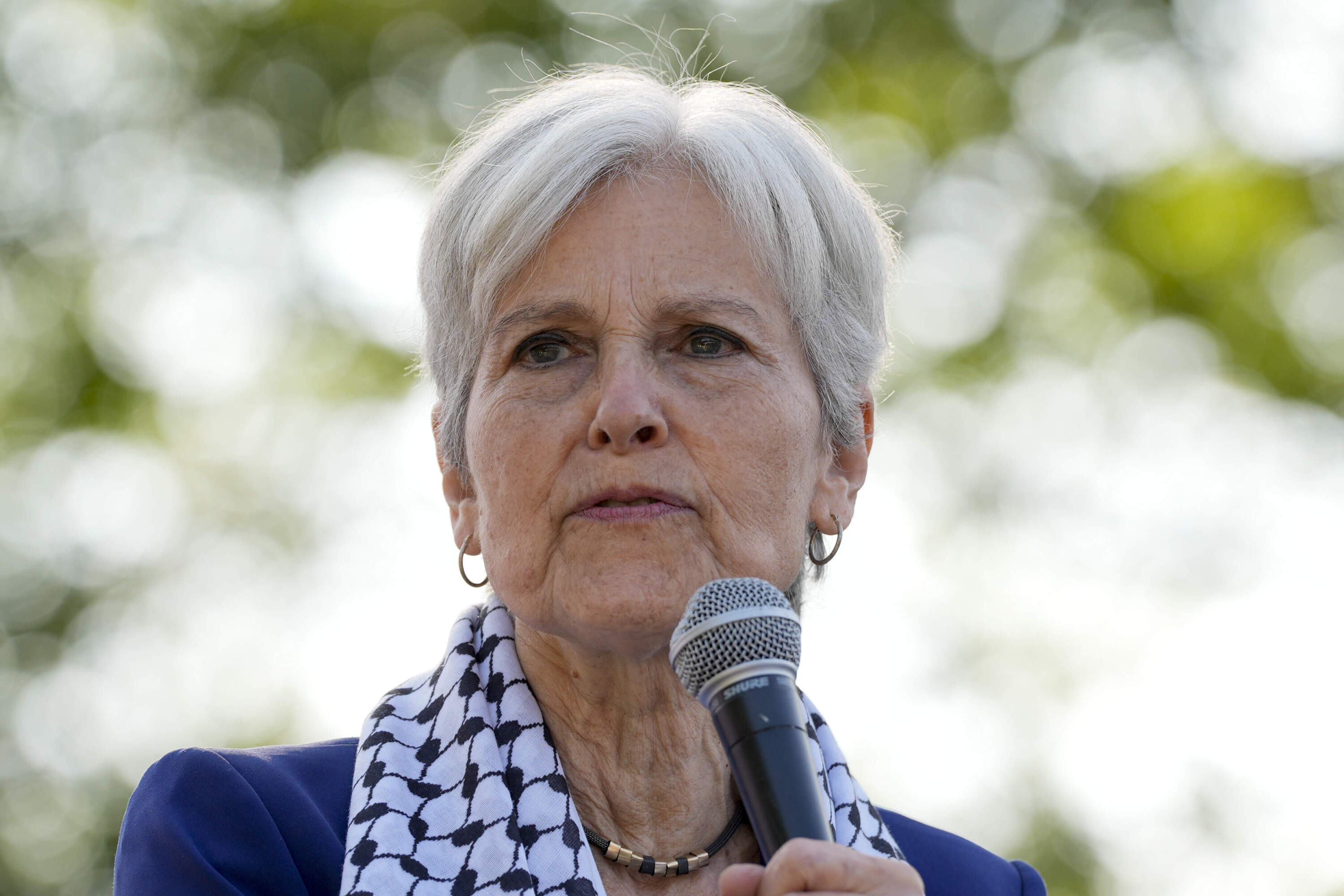 Green Party presidential candidate Jill Stein speaks during a rally at Union Park during the Democratic National Convention Wednesday, Aug. 21, 2024, in Chicago. (Alex Brandon/AP)