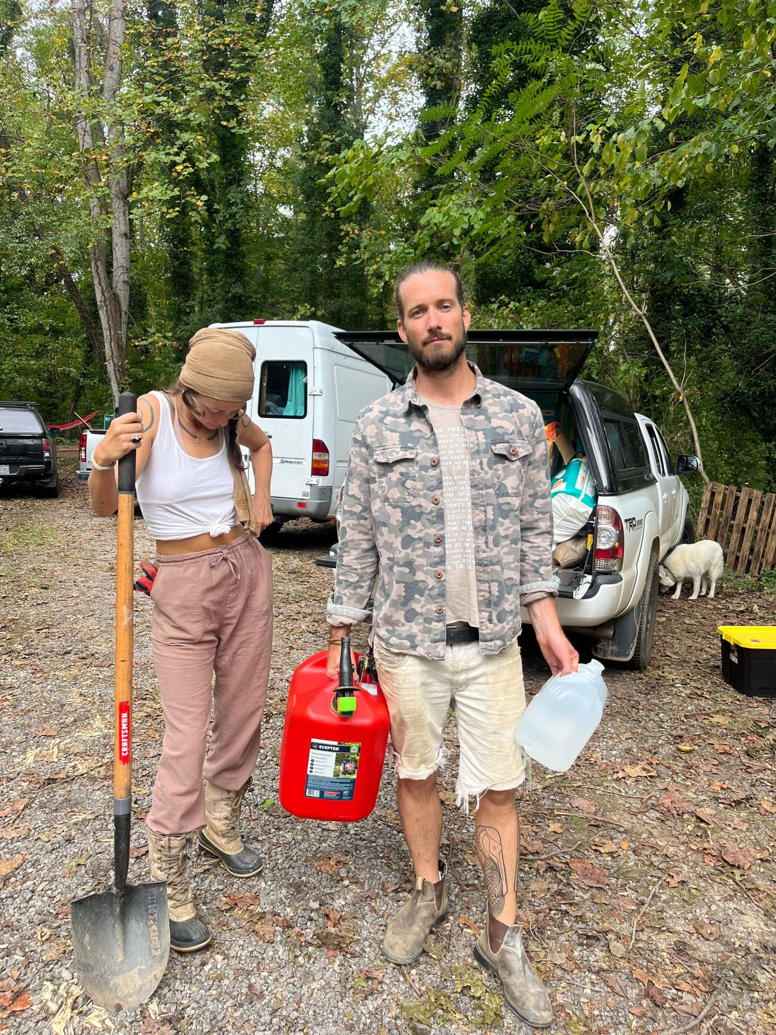 Andy Fyfe (right) and his sister-in-law Leah Smith working with BeLoved Asheville. (Courtesy of Andy Fyfe)