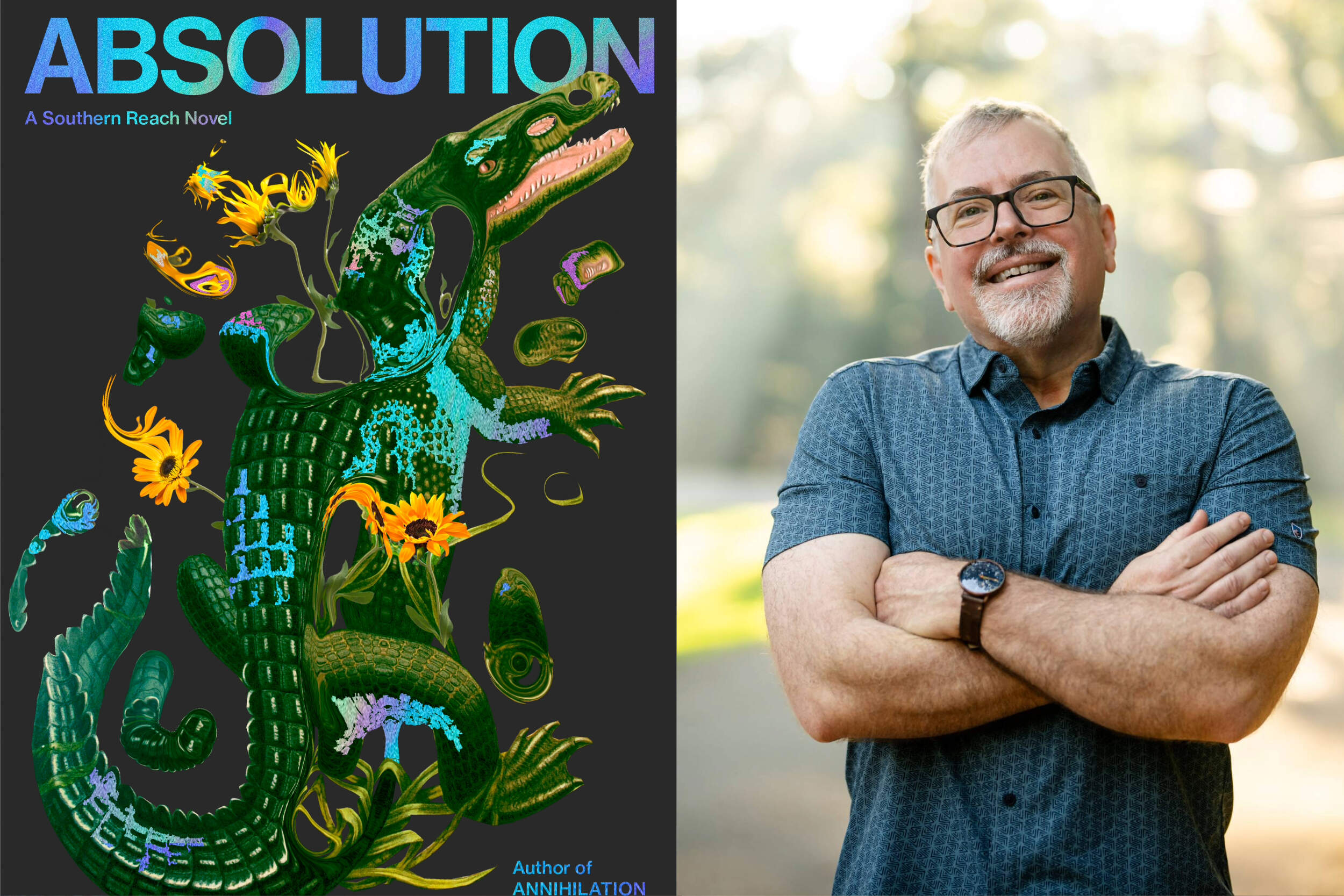 The cover of "Absolution" beside author Jeff VanderMeer. (Courtesy of MCD)