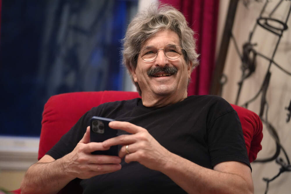 Gary Ruvkun, American molecular biologist, 2024 Nobel Prize winner in physiology or medicine, speaks with a reporter, Monday, Oct. 7, 2024, at his home, in Newton, Mass. (Steven Senne/AP)
