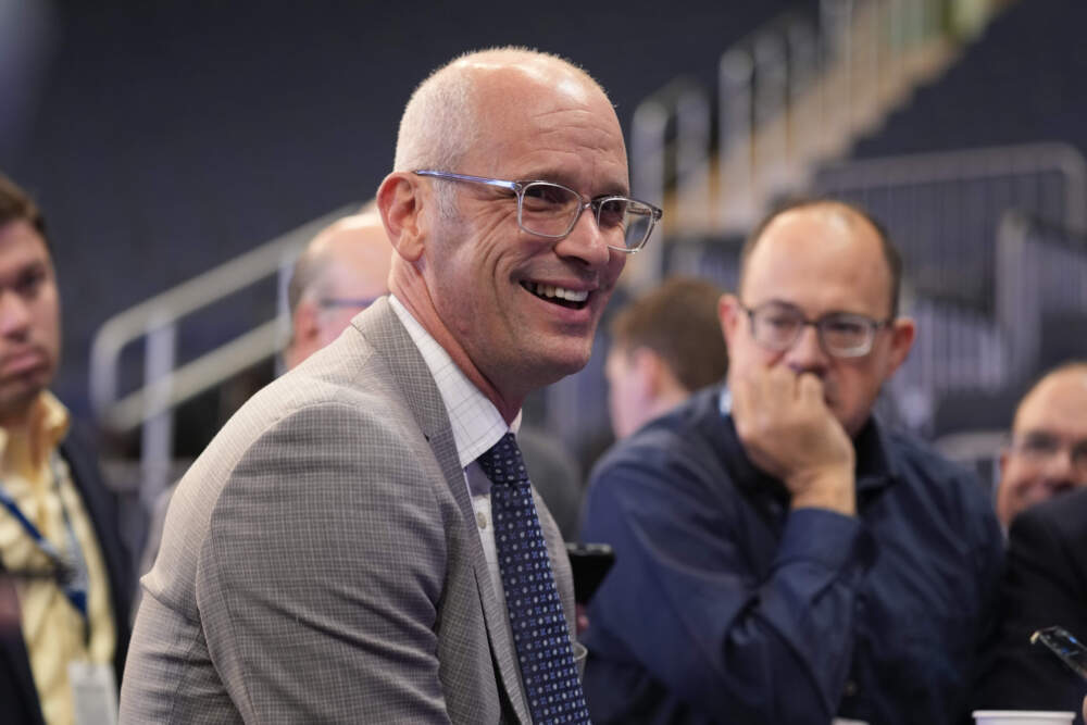 UConn head coach Dan Hurley talks to reporters during the Big East NCAA college basketball media day in New York, Wednesday, Oct. 23, 2024. (Seth Wenig/AP)
