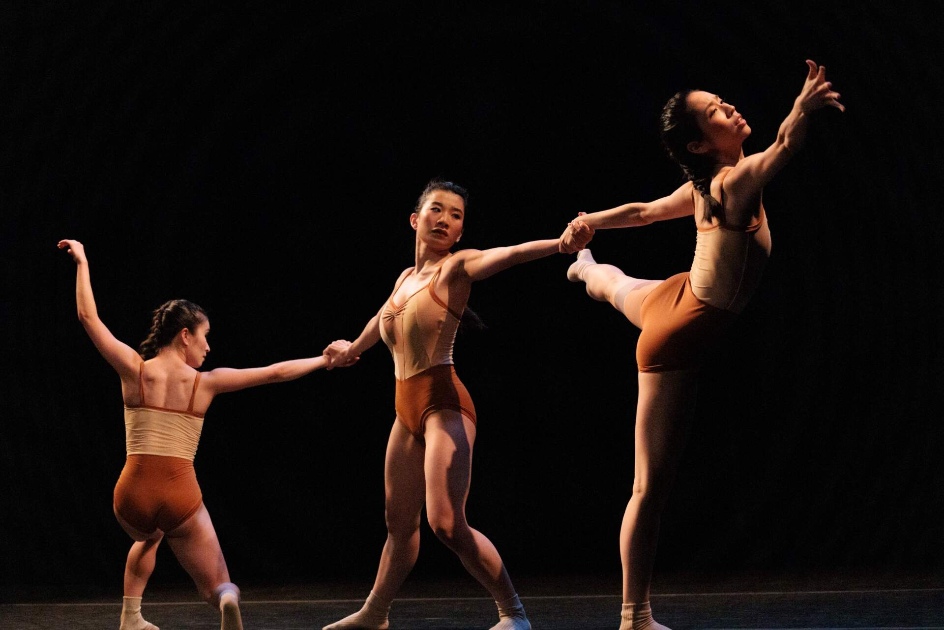 From left: Nina Yoshida, Mollie Petrizzo and Amane Takaishi in Asian American Ballet Project's "Unspoken Words," with choreography by Hyung Ji Yu. (Courtesy Nicole Marie Photography) 