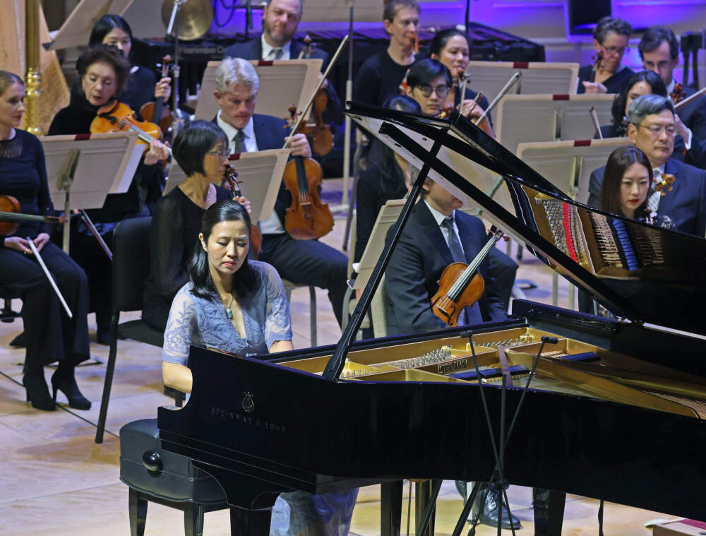 Mayor Michelle Wu performing "Rhapsody in Blue" with the Boston Pops at Symphony Hall. (Courtesy The City of Boston)