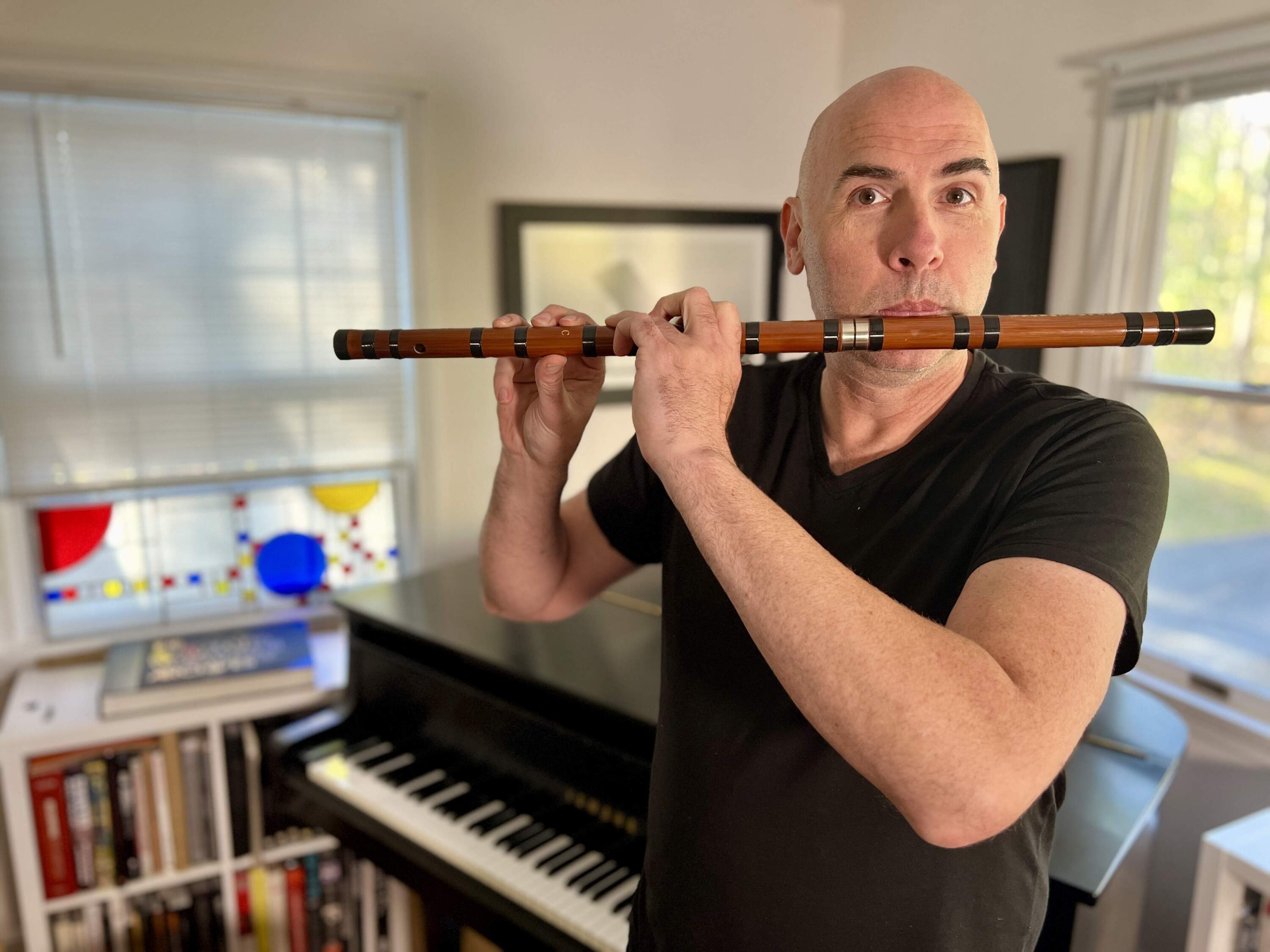 Eric Shimelonis plays the dizi, one of the most popular instruments in traditional Chinese music. (courtesy of Rebecca Sheir)