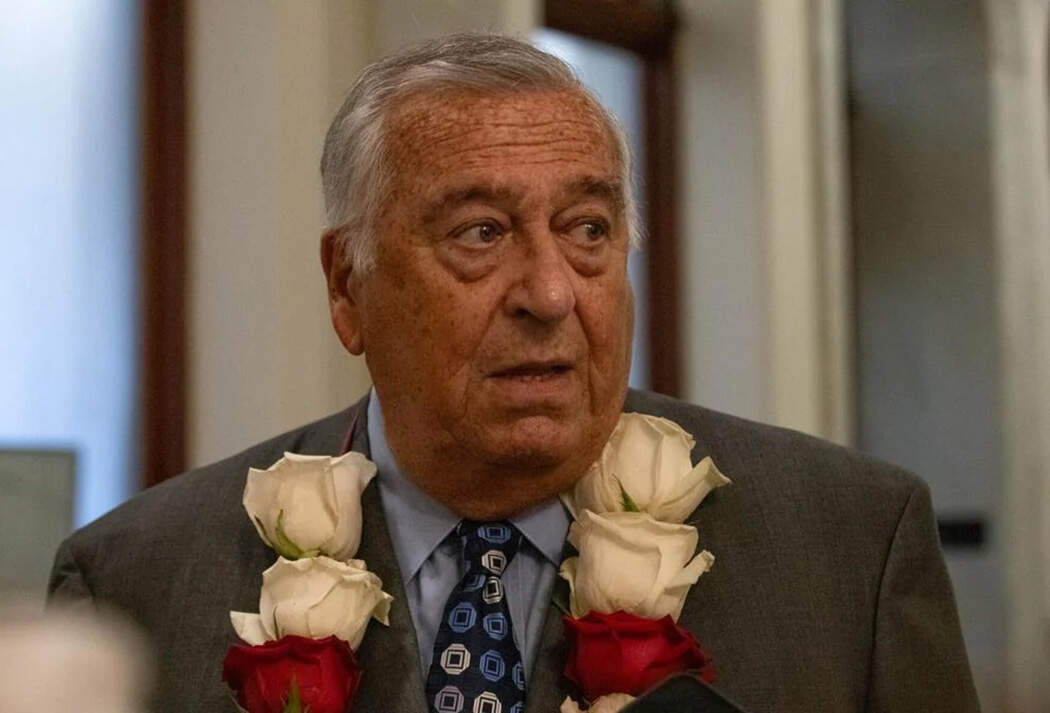 House Speaker Ronald Mariano talks to reporters after participating in a Diwali celebration in the Great Hall on Tuesday, Oct. 22, 2024. (Sam Doran/SHNS)