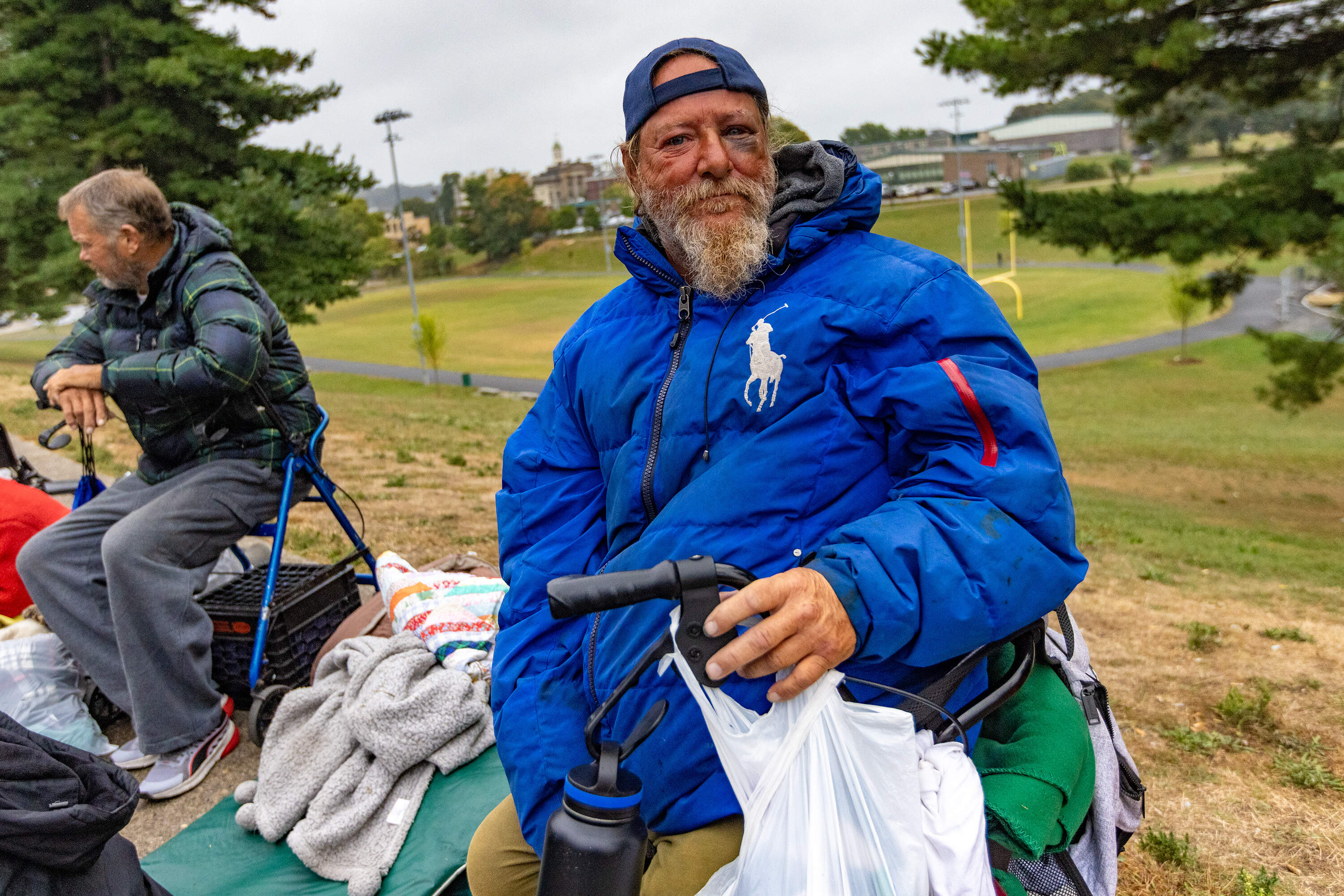 Lamar Keith Hughes, who's known as Keith, says he became homeless five years ago after a bad injury left him disabled. (Jesse Costa/WBUR)