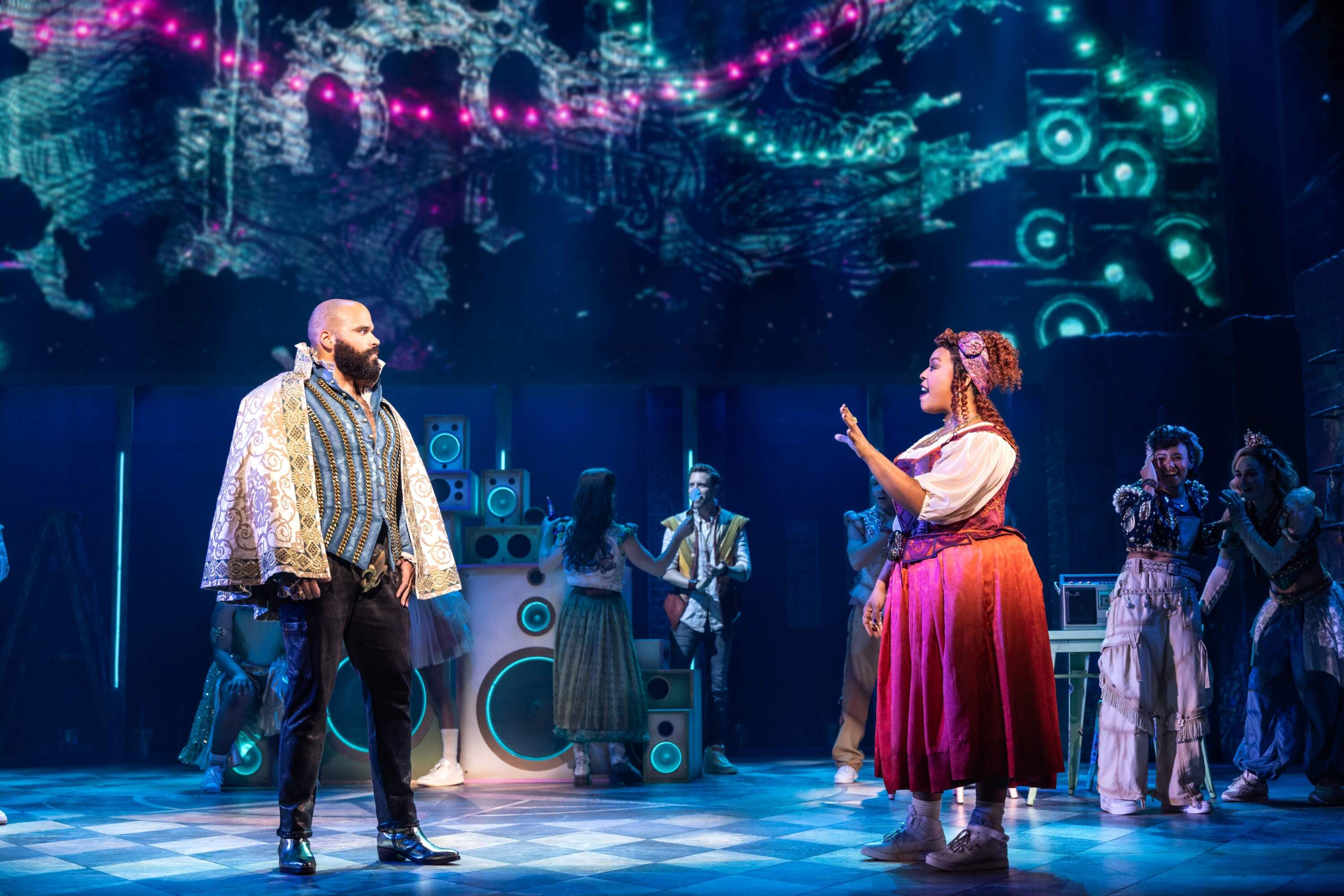 Paul-Jordan Jansen and Kathryn Allison in the North American Tour of "&amp; Juliet." (Courtesy Matthew Murphy)