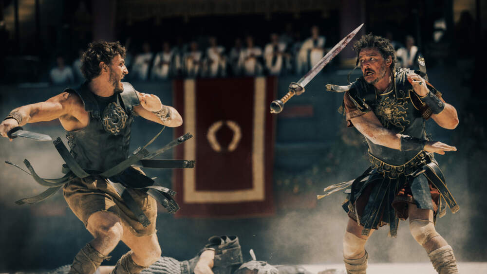 Paul Mescal and Pedro Pascal in "Gladiator II." (Courtesy Aidan Monaghan/Paramount Pictures)