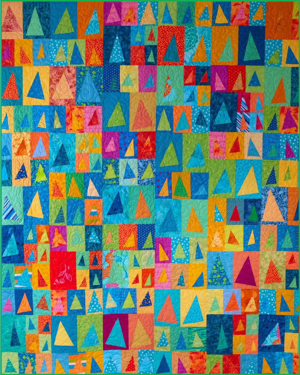 A collaborative quilt titled “Triangle Party” by Rising Star Quilters that will be raffled off at the quilt show. The guild will choose a winner on December 3. (Courtesy of Rising Star Quilters Guild)