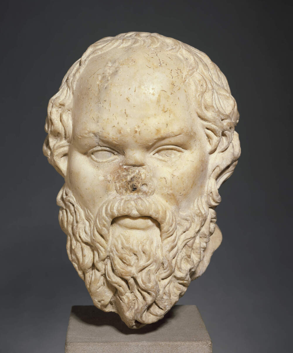 "Portrait head of Socrates," about A.D. 170–195. Marble from Mt. Pentelikon near Athens. (Courtesy Museum of Fine Arts, Boston)