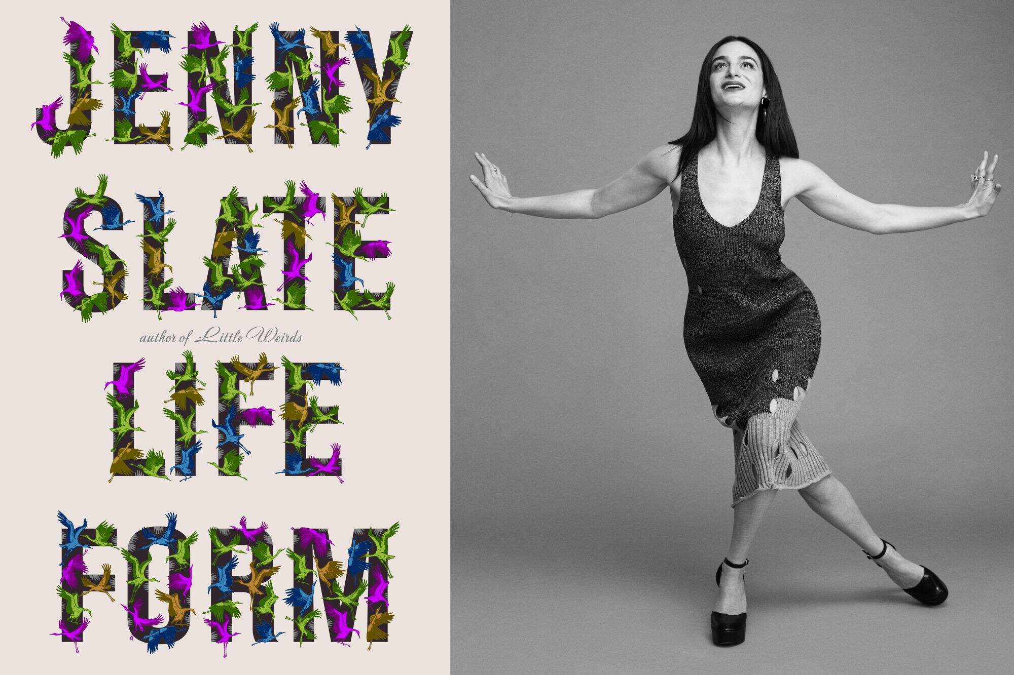 The cover of "Life Form" and author Jenny Slate. (Courtesy of Little, Brown and Company and Emily Sandifer)