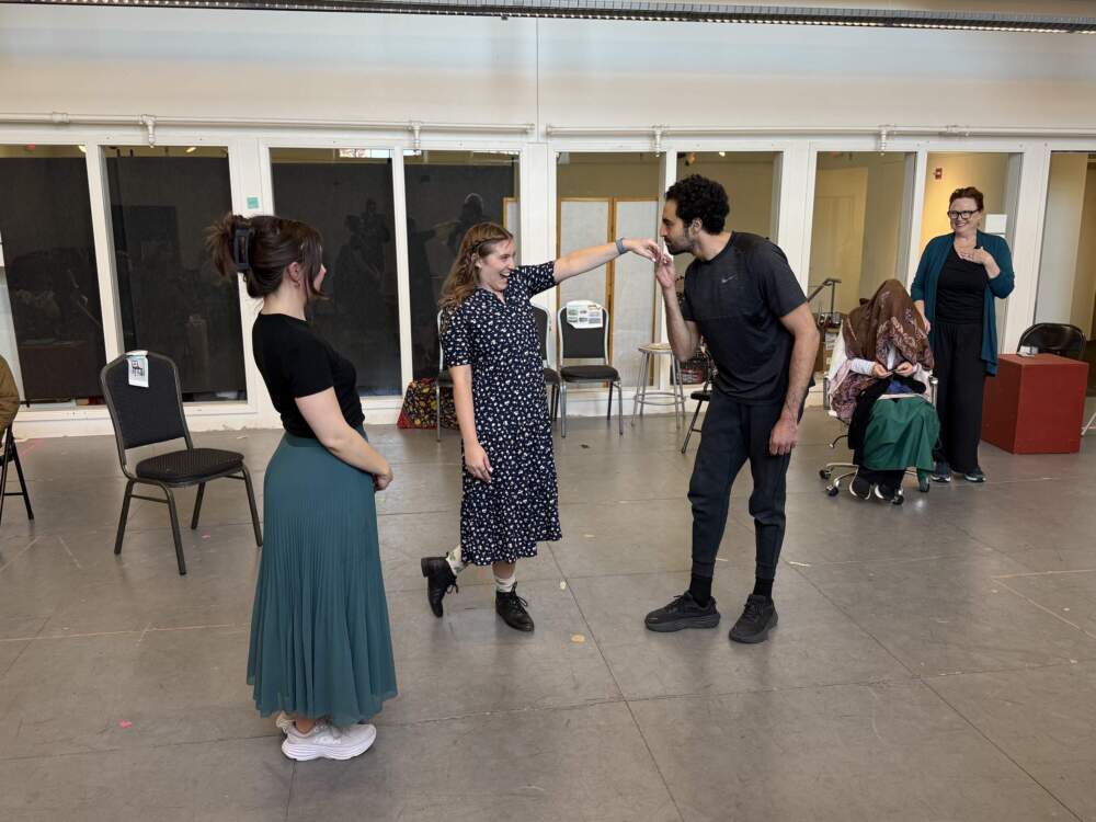 Josephine Moshiri Elwood, Liza Giangrande, Fady Demian, Mara Sidmore and Jennie Israel in rehearsal for Actors’ Shakespeare Project’s production of "Emma." (Courtesy Actors’ Shakespeare Project)