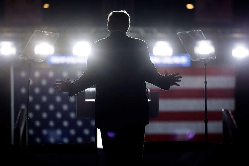 READING, PENNSYLVANIA - NOVEMBER 4: Republican presidential candidate former President Donald Trump speaks during his campaign rally at Santander Arena on November 04, 2024 in Reading, Pennsylvania. With the general election one day away, Trump is campaigning for re-election in the battleground states of North Carolina, Pennsylvania and Michigan. (Photo: Chip Somodevilla/Getty Images)