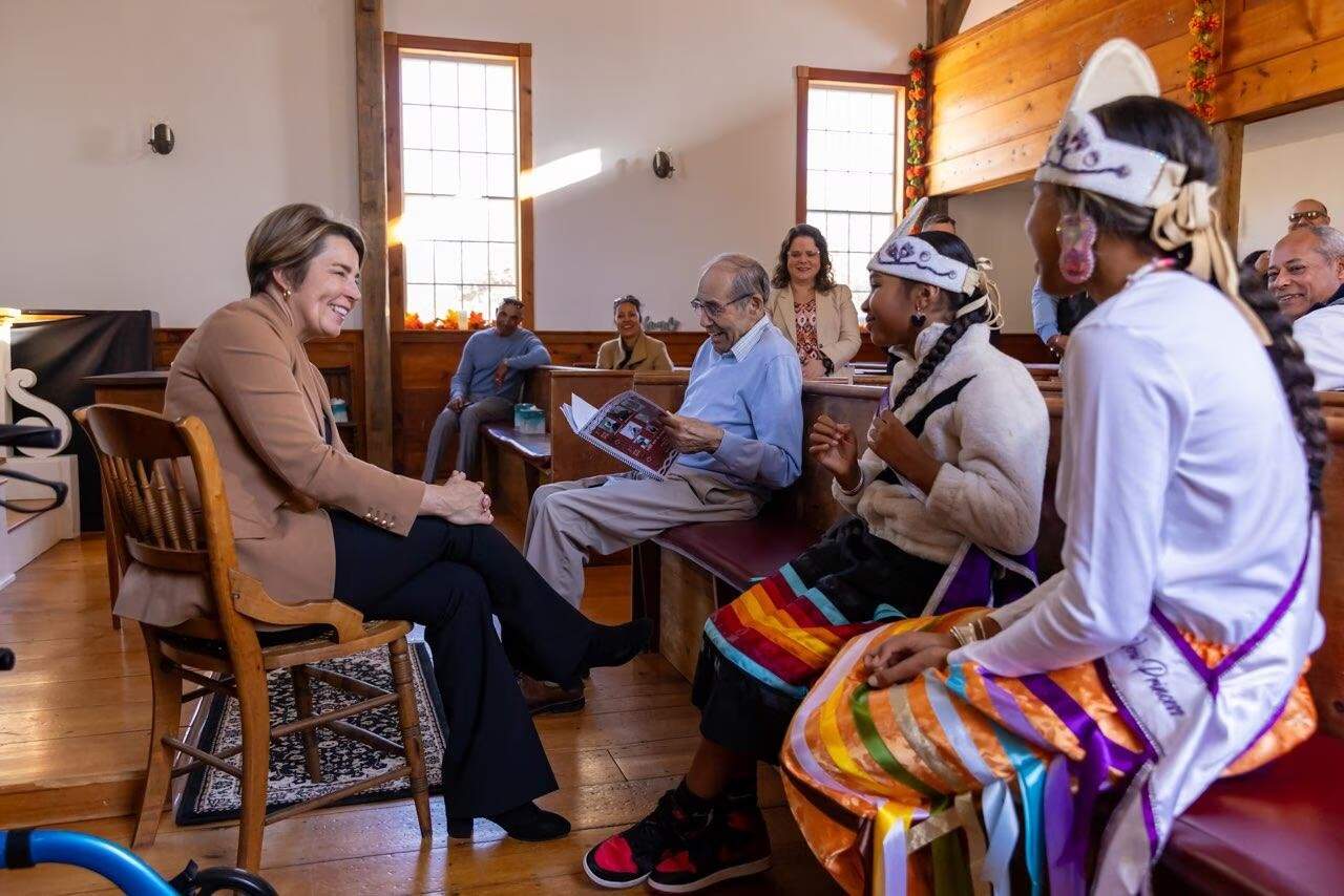 Gov. Maura Healey visits the Mashpee Wampanoag reservation on Nov. 19, 2024. (Courtesy of the governor's office)