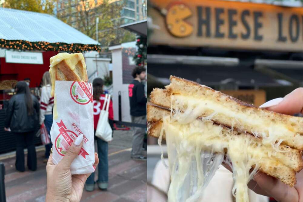 A baguette from Baked Cheese Haus (left) and a grilled cheese from Cheese Louise (right). (Photo courtesy of Marwa Osman)