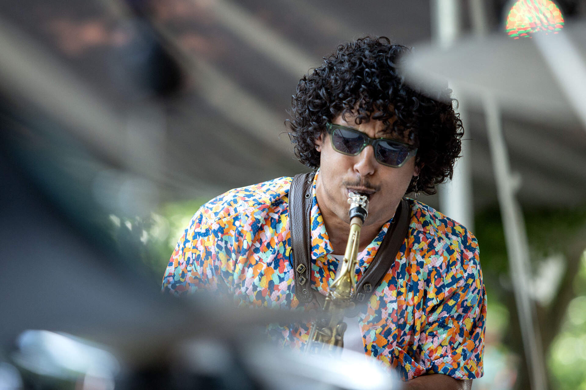 Saxophonist Jonathan Suazo plays at the Charles River Jazz Festival, at Herter Park Amphitheater in Boston.