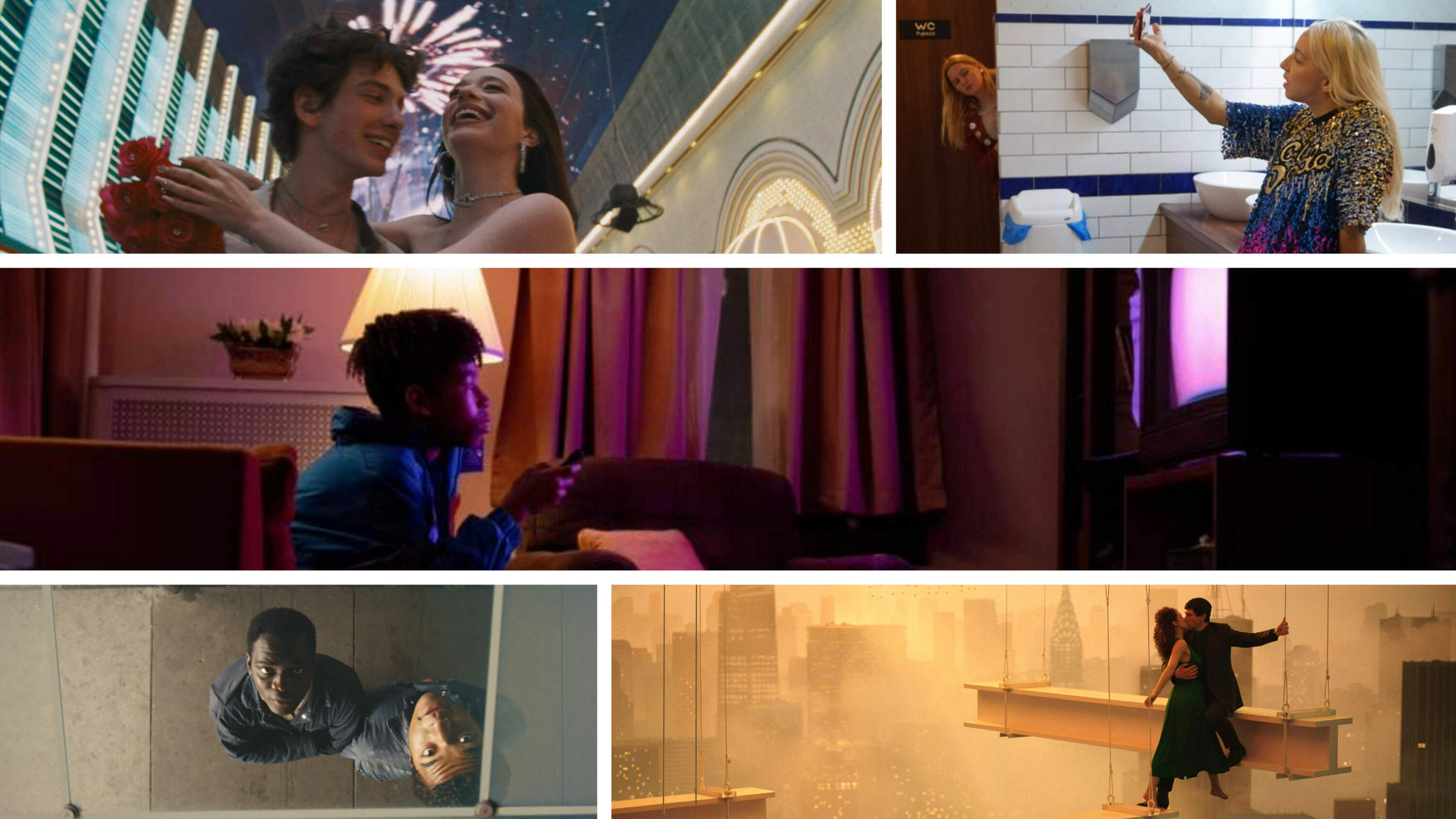 Clockwise from top left: "Anora" (Courtesy NEON); "Do Not Expect Too Much from the End of the World" (Courtesy Unifrance); "I Saw the TV Glow" (Courtesy A24); "Megalopolis" (Courtesy of Lionsgate); and "Nickel Boys" (Courtesy Orion Pictures).