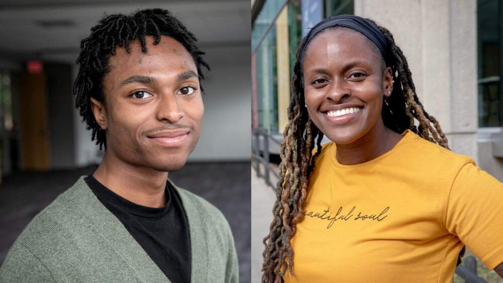 Kevin Bobby Williams (left) and Nicola Webbe are Freedom House alumni and current staff who helped with the archive project. (Robin Lubbock/WBUR)