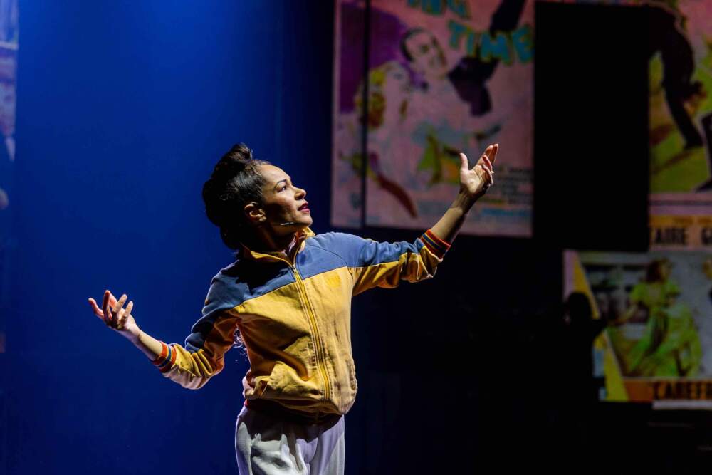 Ayodele Casel (creator, choreographer, performer) in performance for A.R.T.'s world-premiere production of "Diary of a Tap Dancer." (Courtesy Nile Scott Studios and Maggie Hall)