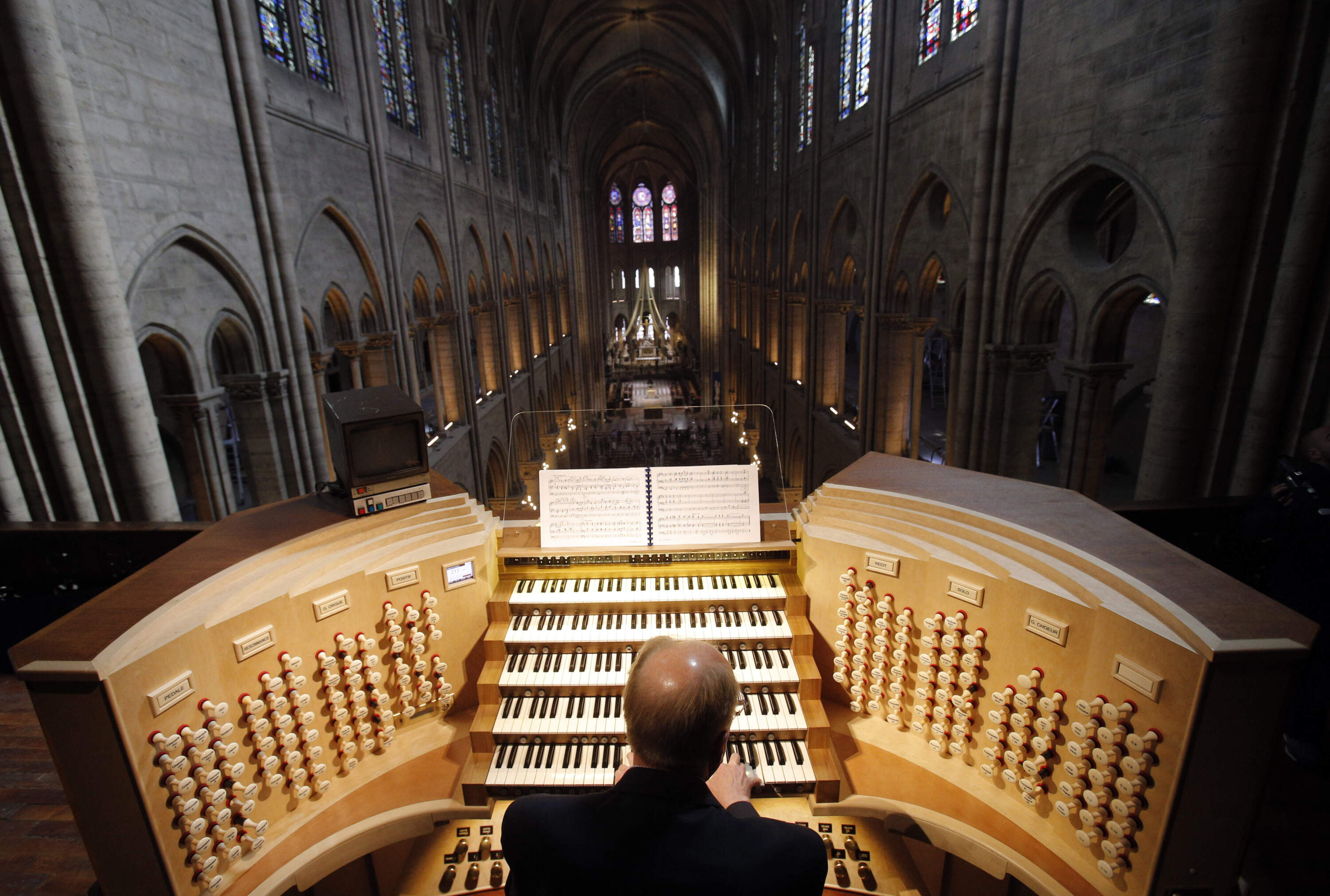The organ at Notre Dame cathedral in Paris. (Christophe Ena/AP)