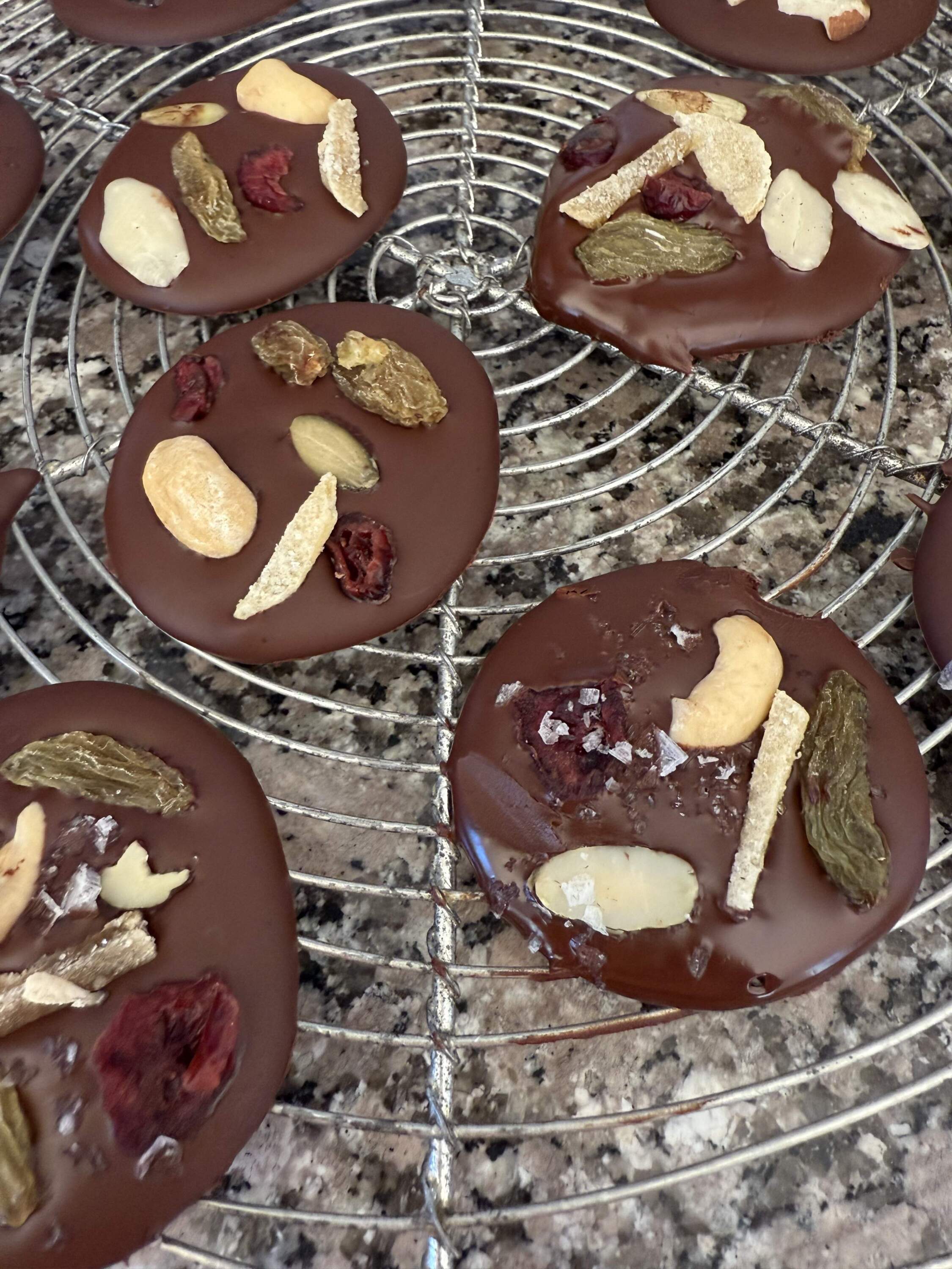 Chocolate mendiants. (Kathy Gunst/Here & Now)