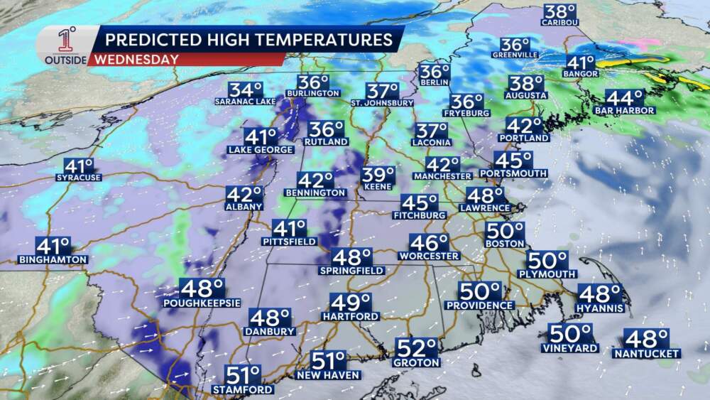 Highs throughout the region on New Year's Day. (Courtesy Danielle Noyes/1°Outside)