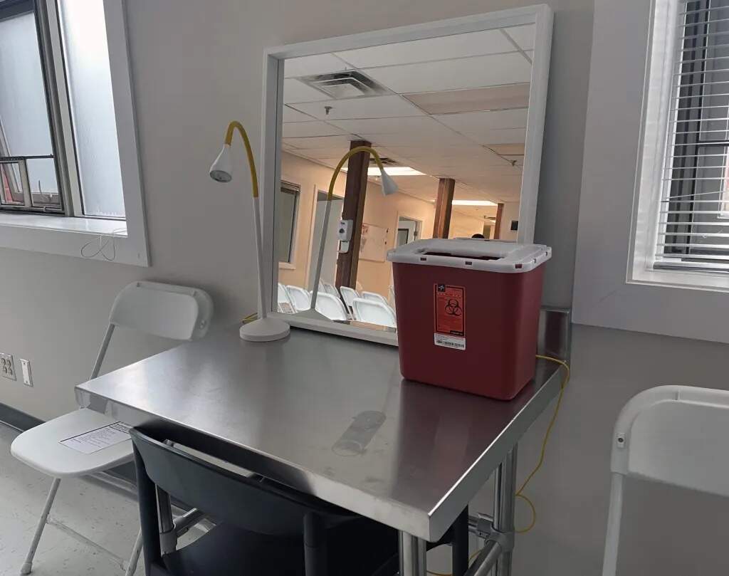 In the overdose prevention center space, clients will be able to use drugs under medical supervision. (Nina Sparling/The Public's Radio)