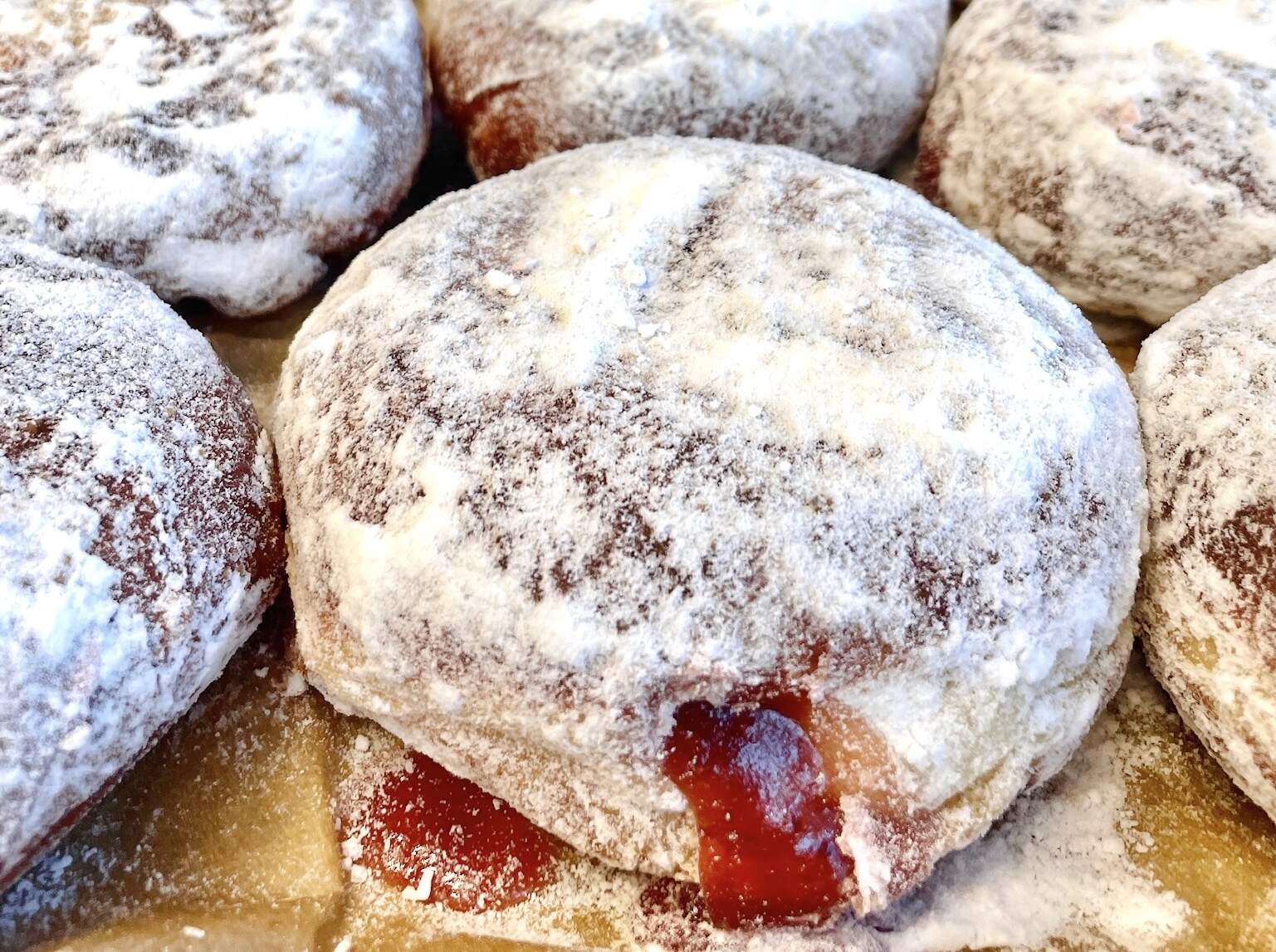 Strawberry sufganiyot from Union Square Donuts. (Image courtesy of Noah Danoff)