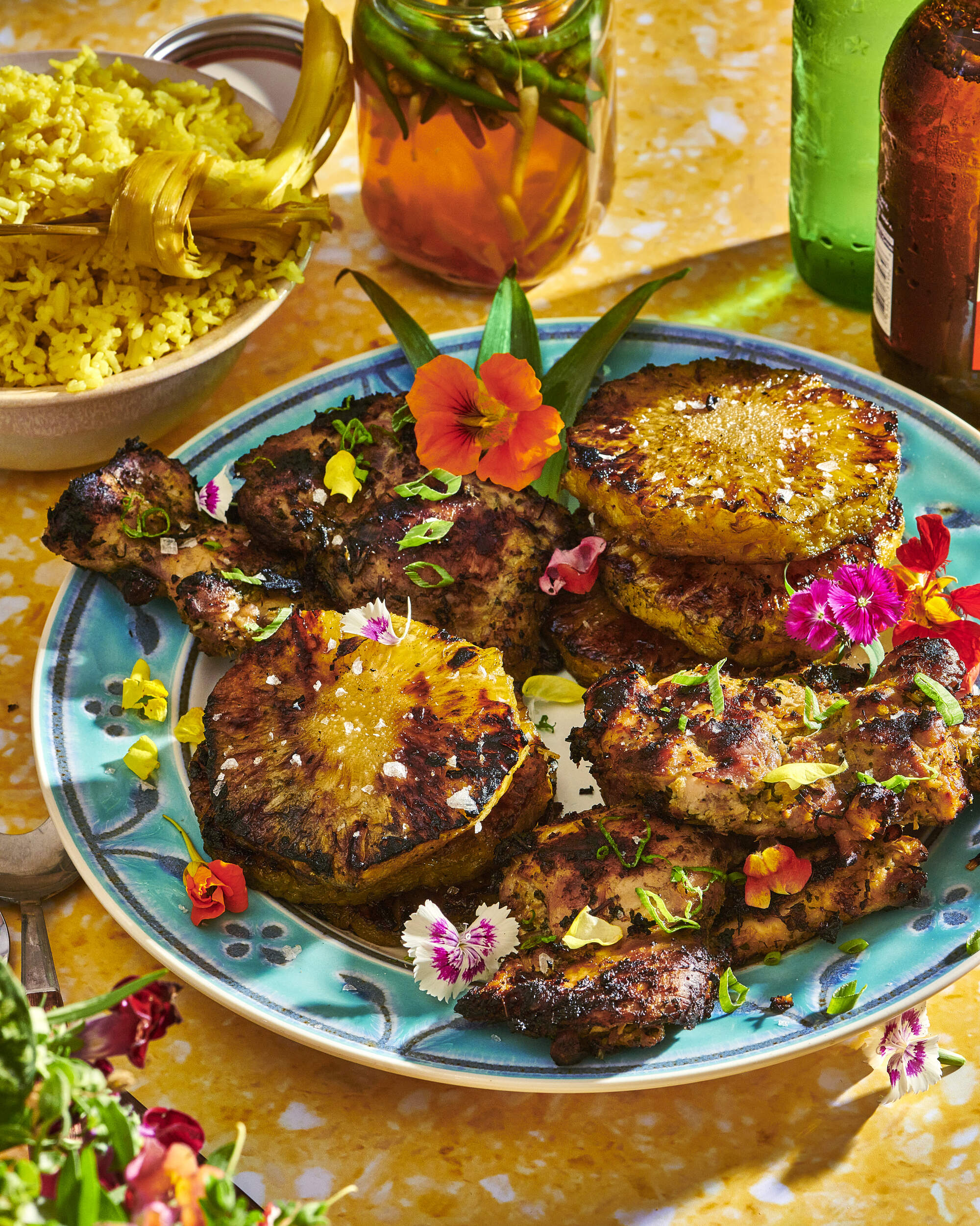 Lemongrass adobo grilled chicken with pineapple. (Courtesy of Chronicle Books)