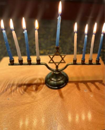 The menorah the author's mother bought in 1958, during her first Hanukkah in the United States . (Courtesy Judy Bolton-Fasman)