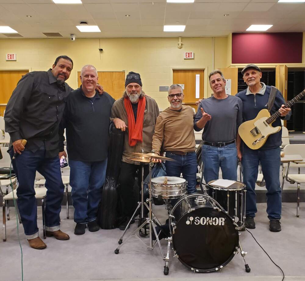 Members of the core band on Toni Lynn Washington's album "Faith," from left: Brian Templeton (producer, vocals, harmonica), Bruce Bears (piano), Marty Ballou (bass), Chris Anzalone (drums), Ed Scheer (drums/vocals) and Mike Williams (guitar). (Courtesy Diane Blue)