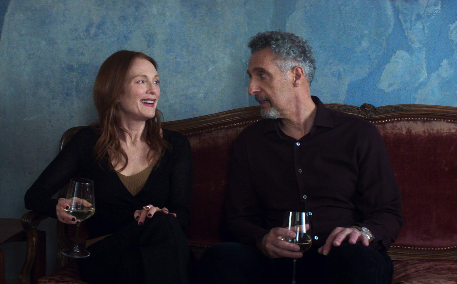 Julianne Moore and John Turturro in "The room next door." (Courtesy Eduard "Ed" Grau/El Deseo/Sony Pictures Classics)