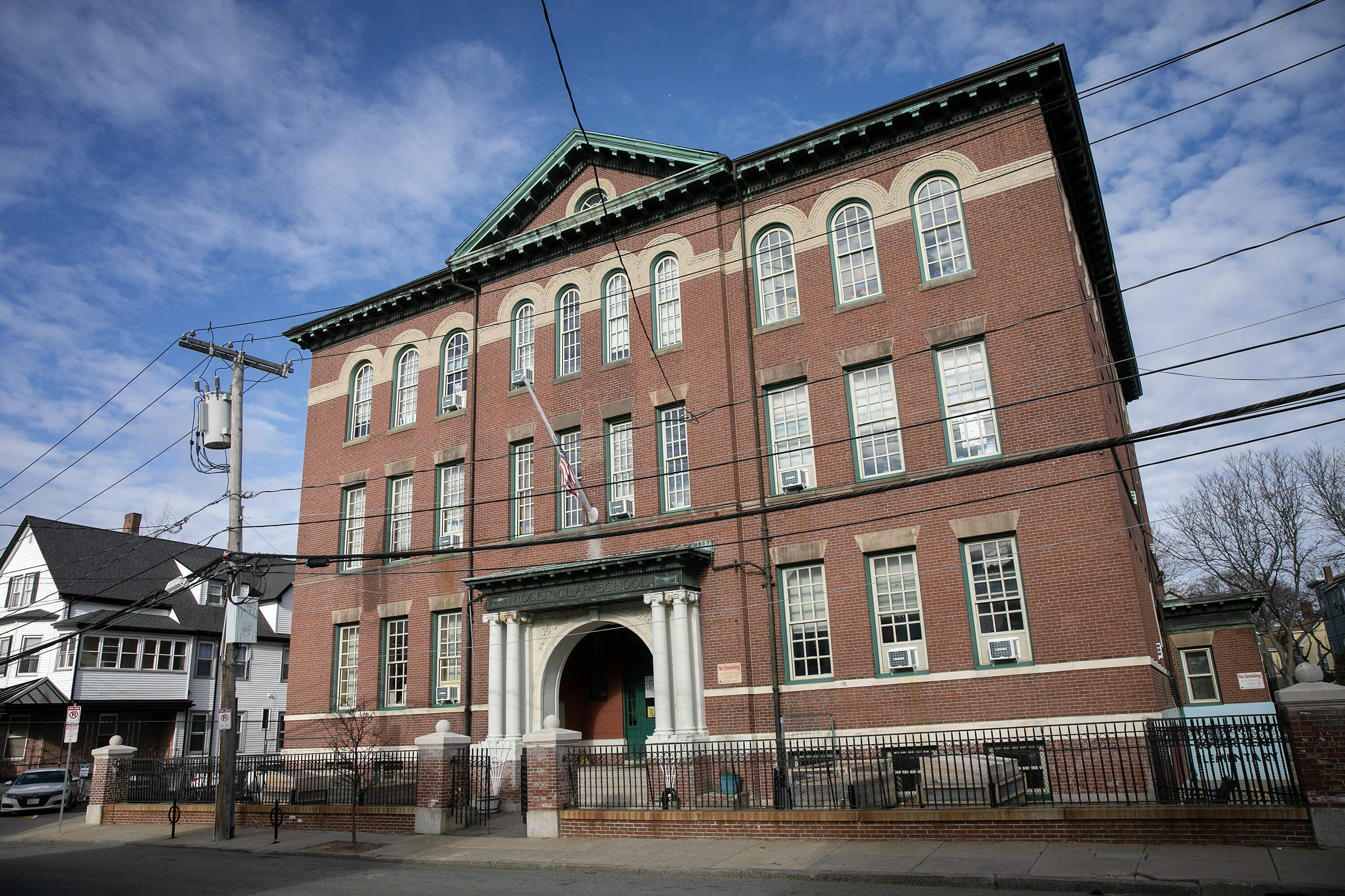 The Clap Elementary School on Harvest Street in Dorchester. (Robin Lubbock/WBUR)