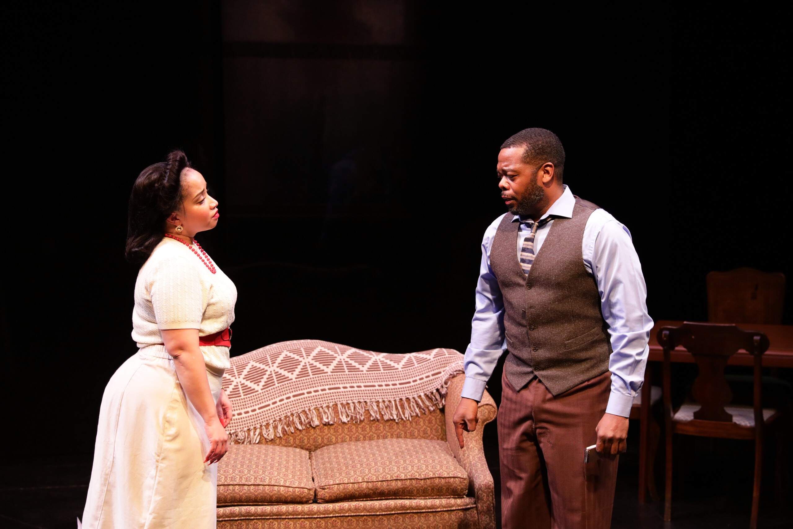 Thomika Marie Bridwell and Dominic Carter in Lyric Stage's "Crumbs from the Table of Joy." (Courtesy Mark S. Howard)
