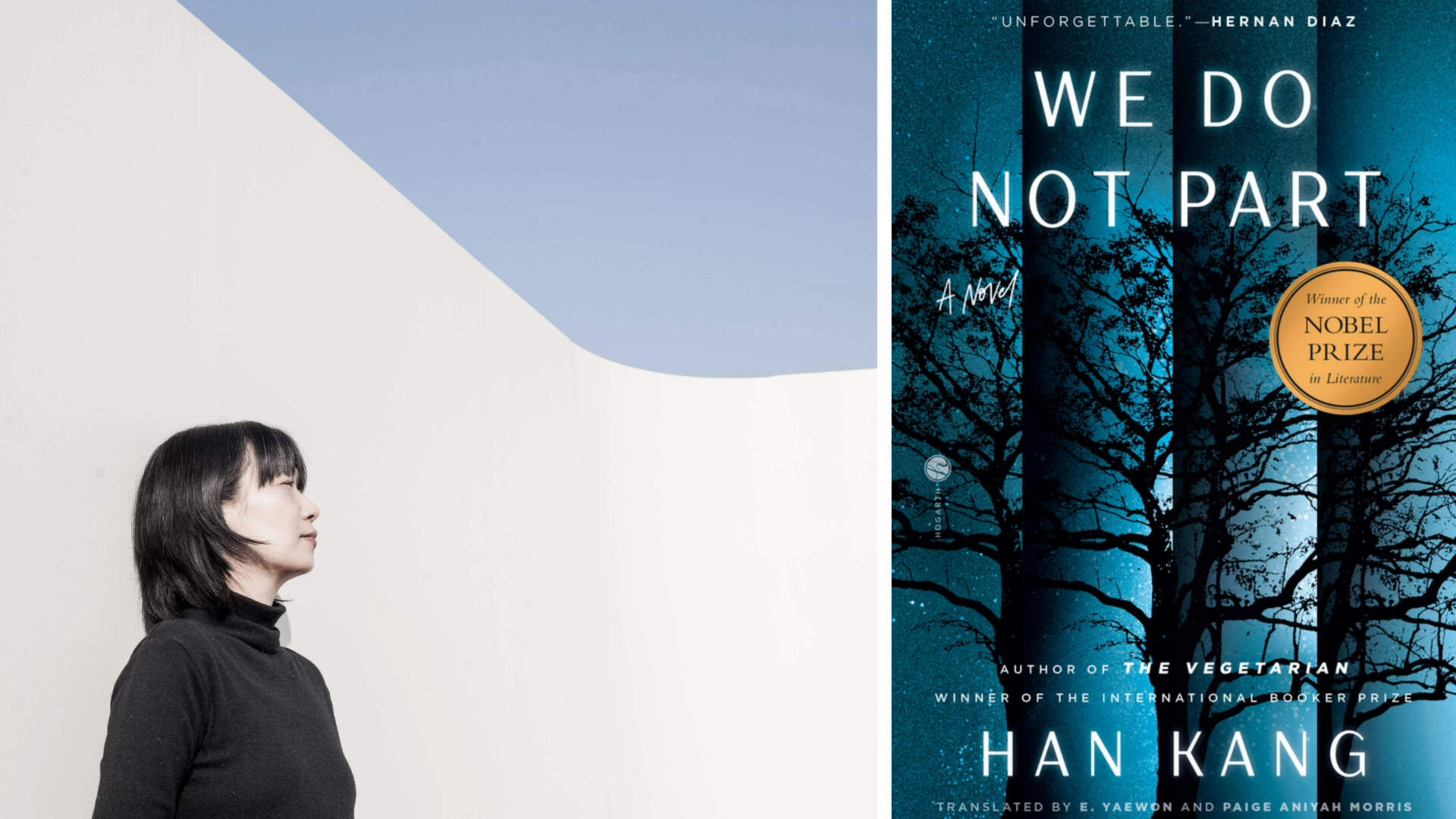Han Kang's new book "We Do Not Part" is out now. (Author photo courtesy Paik Duhim; book cover courtesy Penguin Random House/Hogarth)
