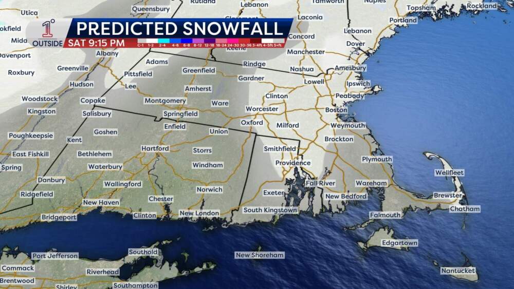 Predicted snow accumulations for January 11, 2025. (Courtesy Danielle Noyes/1°Outside)