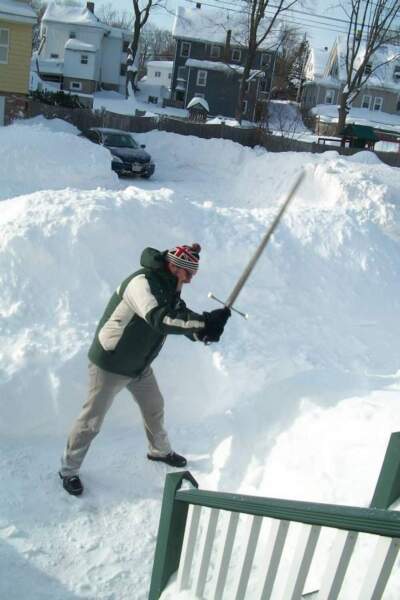 A theatrical fight choreographer ditching the shovel for something more aggressive in 2015. (Courtesy Kim Carrell)