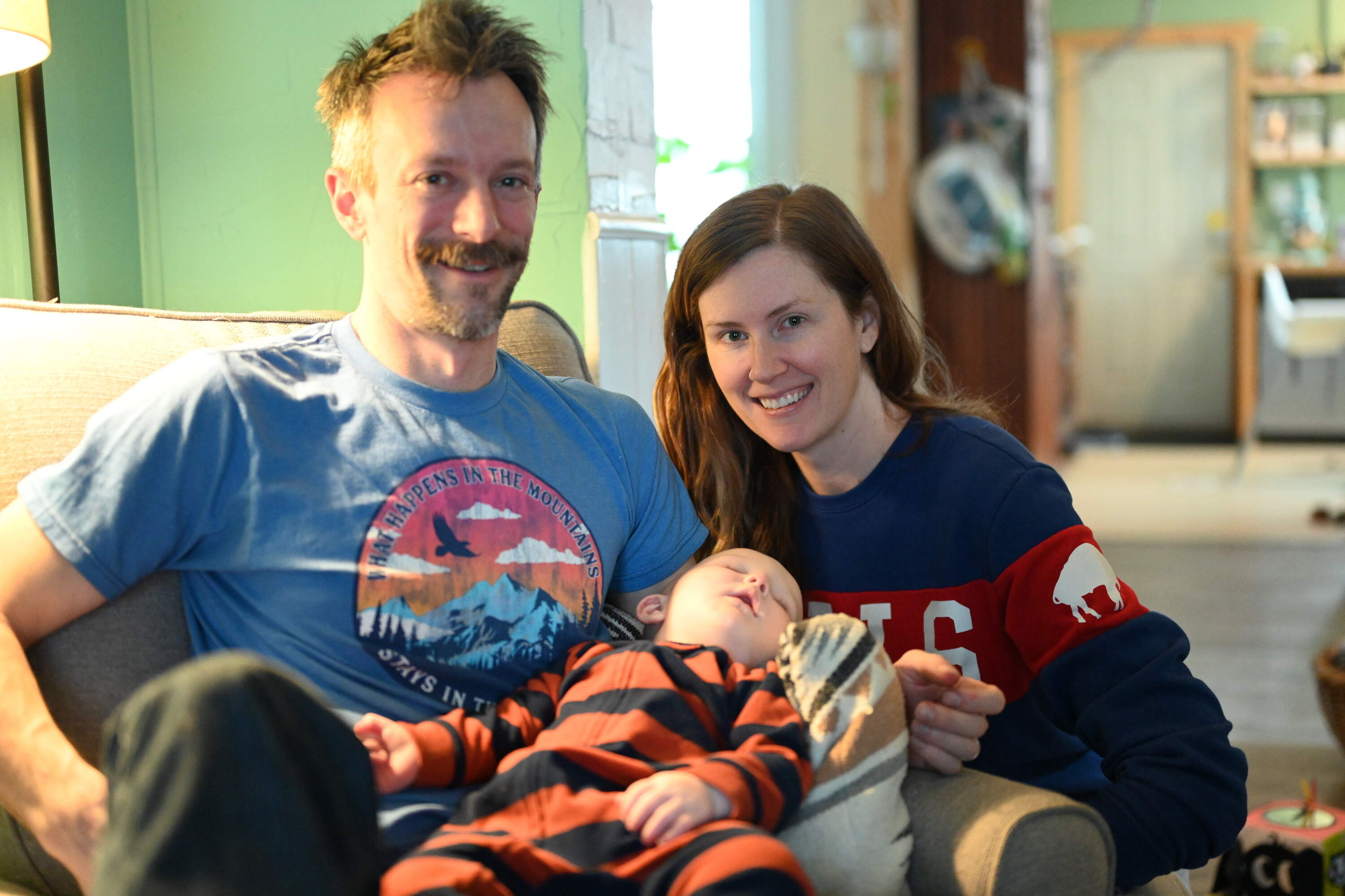 Dave Sheffield met his wife Erin while dumpster diving. Now, the couple has a daughter named Evelyn. (Chris Bentley/Here &amp; Now)